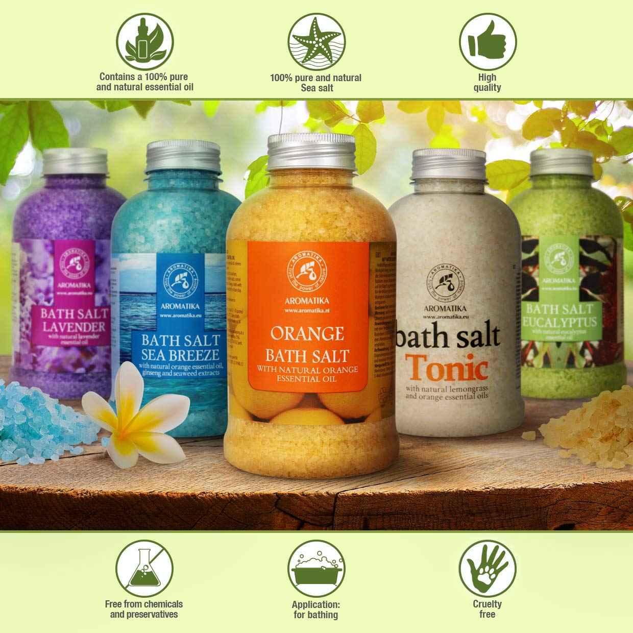 Orange Bath Salts w/Natural Orange Essential Oil 21.16 Oz - Good for Beauty - Bathing - Body Care - Wellness - Spa - Bath (Pack of 2)