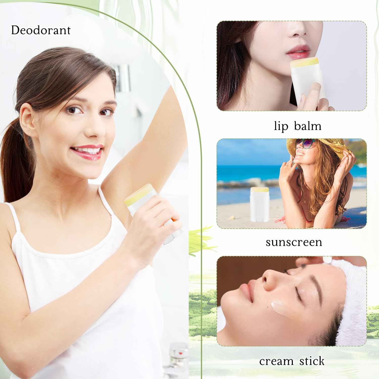 glasstore 18 Pack 1.7oz Empty Deodorant Containers Top-Fill DIY Deodorant Tubes Refillable Plastic Cosmetic Containers For Deodorant Lip Balm Aromatherapy Etc.