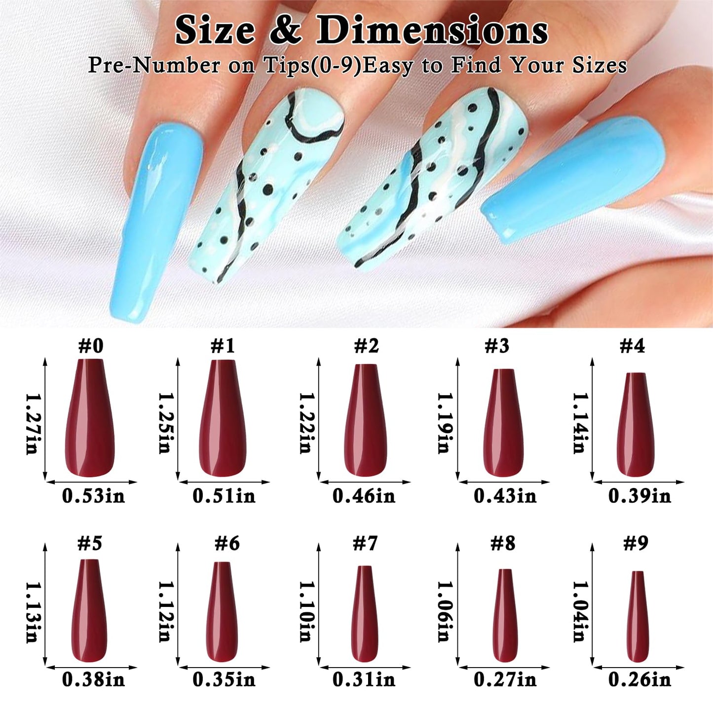 Lifextol Coffin Press on Nails Long, 576pc Colored Fake Nails Medium Length Press on Nail Coffin Full Cover Acrylic Tips Presson Artificial Fingernails Glue Tab False Nail for Women Girls Kids