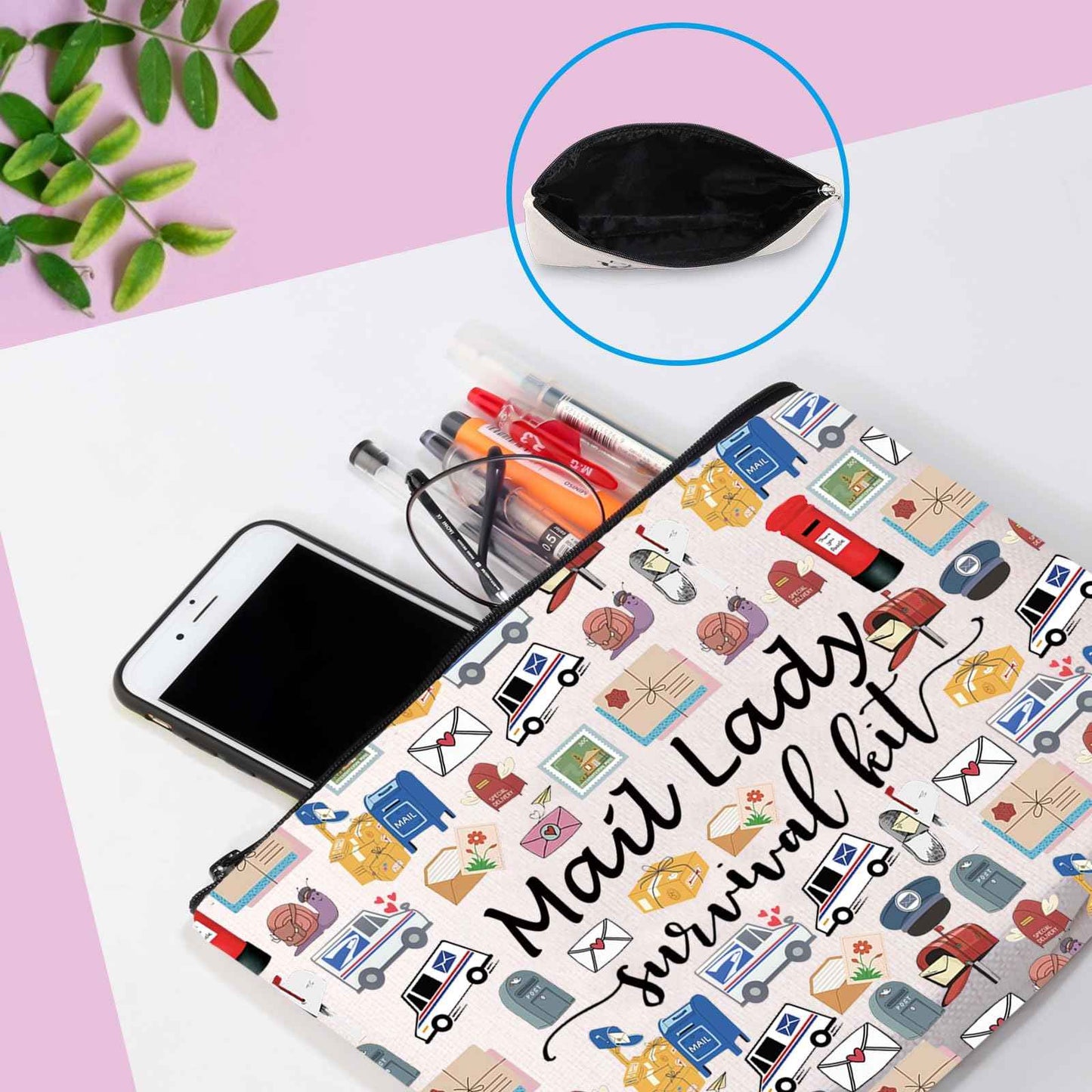 GJTIM Mail Lady Survival Kit Postal Worker Gift Zipper Pouch Makeup Bag Appreciation Gift for Mail Carrier Mailman (Survival Mail Lady 2 Bag)