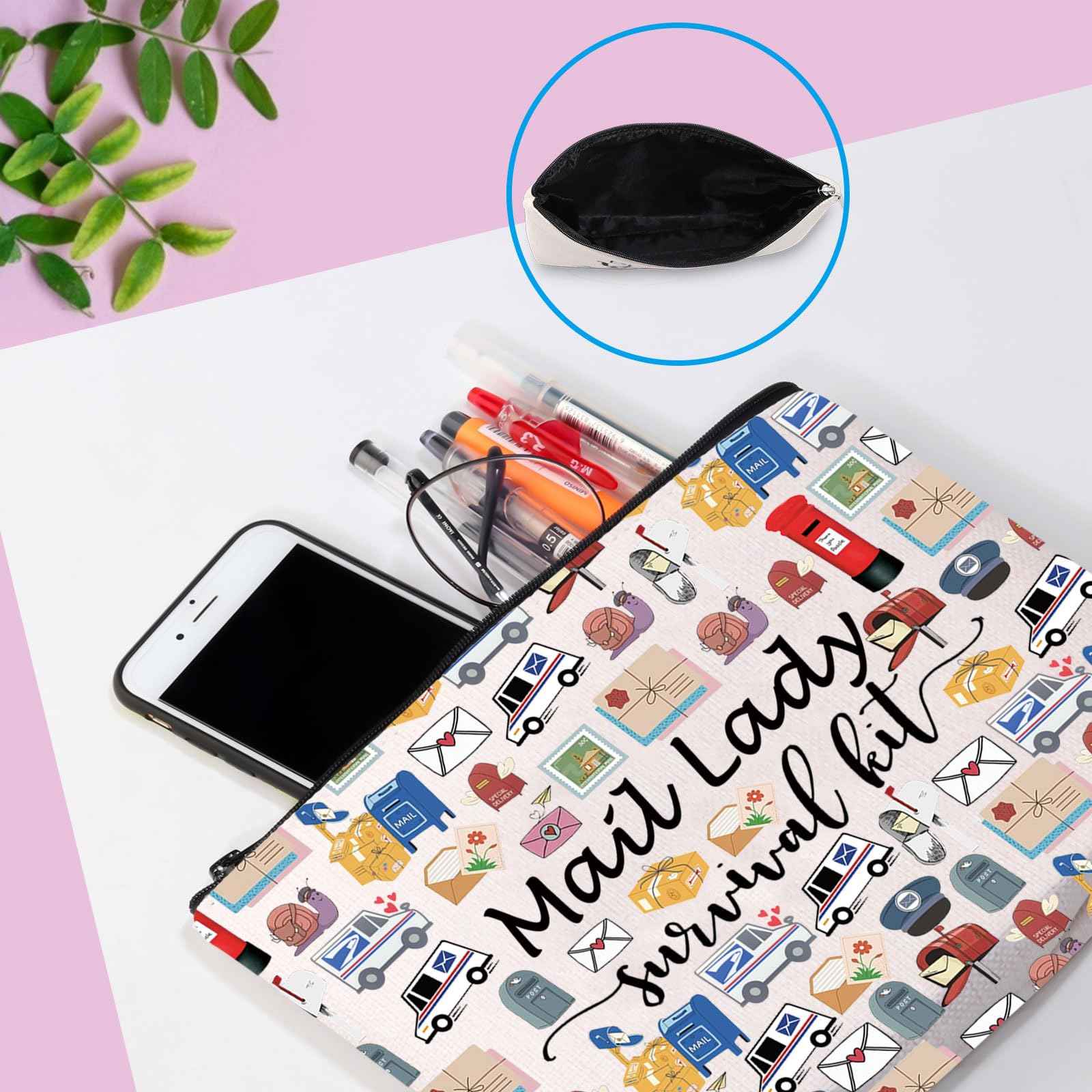 GJTIM Mail Lady Survival Kit Postal Worker Gift Zipper Pouch Makeup Bag Appreciation Gift for Mail Carrier Mailman (Survival Mail Lady 2 Bag)