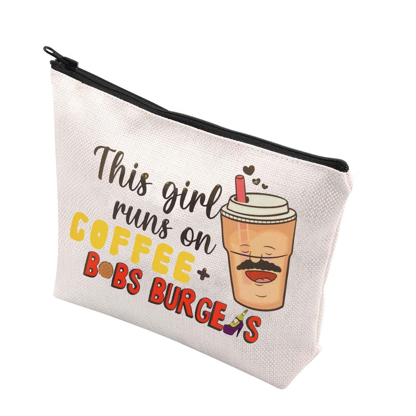 WCGXKO TV Inspired Gift Cartoon Lover Merchandise Cartoon Fans Zipper Pouch Makeup Bag (on COFFEE)