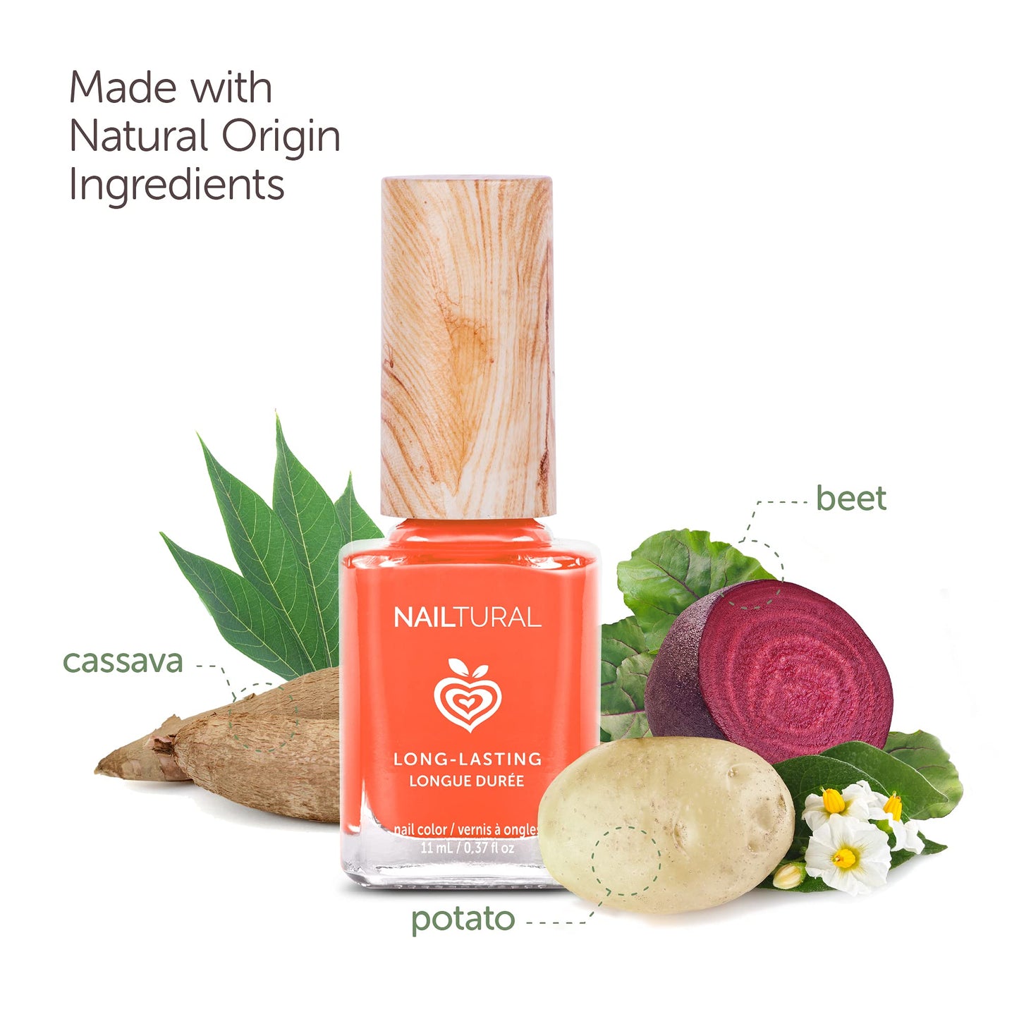 Nailtural Nail Polish - “Trusting Terracotta” Light Brown Color - Cruelty-Free Vegan Plant-Based Nail Polish - Last 7 Days for Long Durability - Sustainable Non-Toxic Formula