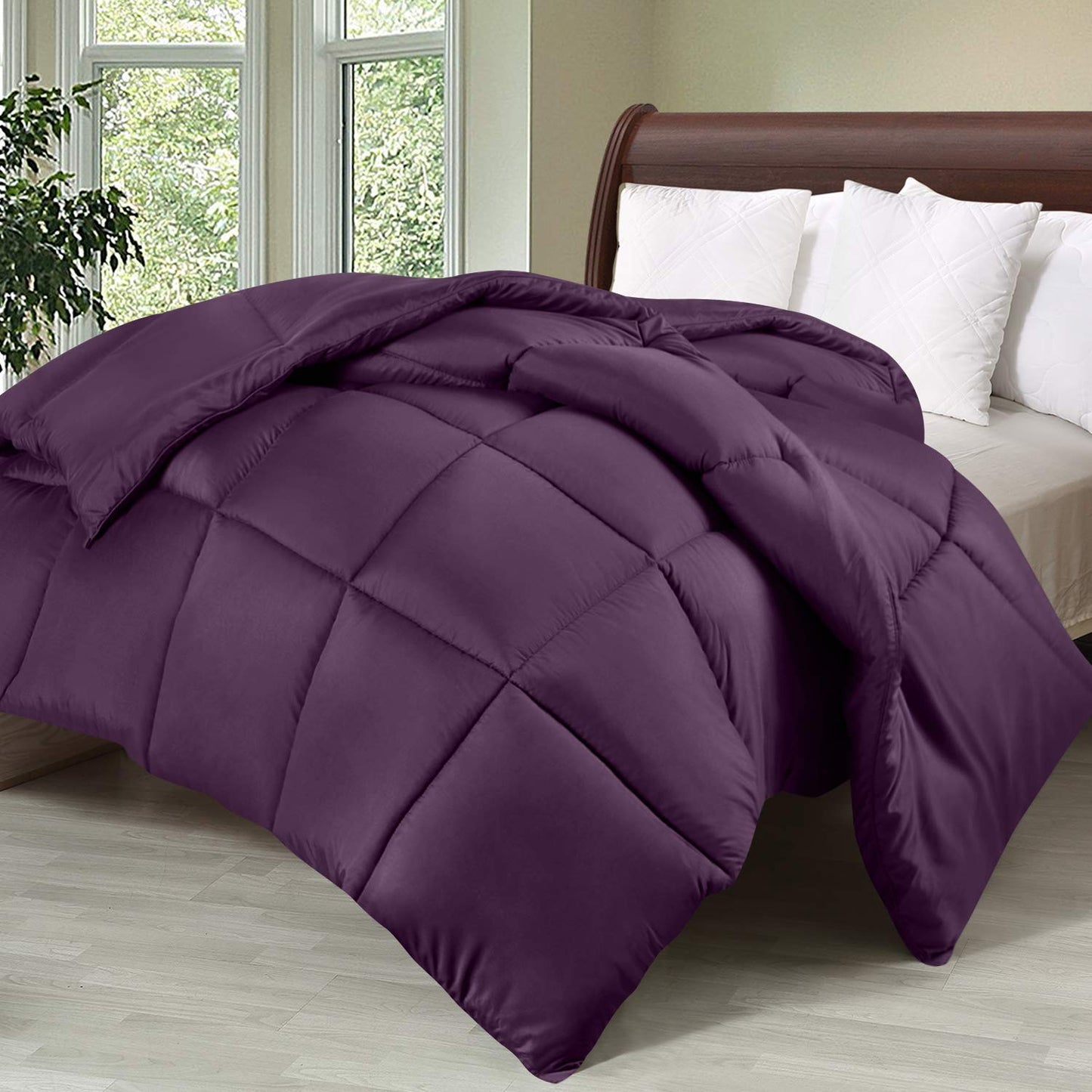 Utopia Bedding Comforter Duvet Insert, Quilted Comforter with Corner Tabs, Box Stitched Down Alternative Comforter King (Plum)