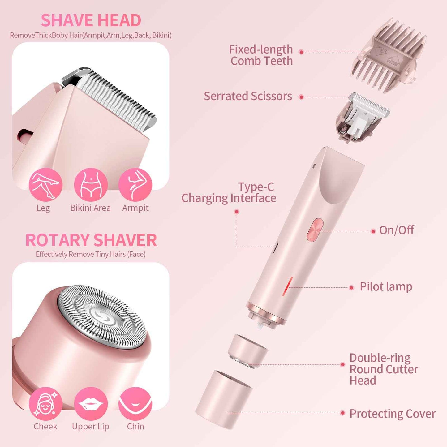 GlowShave™ -2-in-1 Women’s Body Shaver,Glow Aura Bikini Shaver