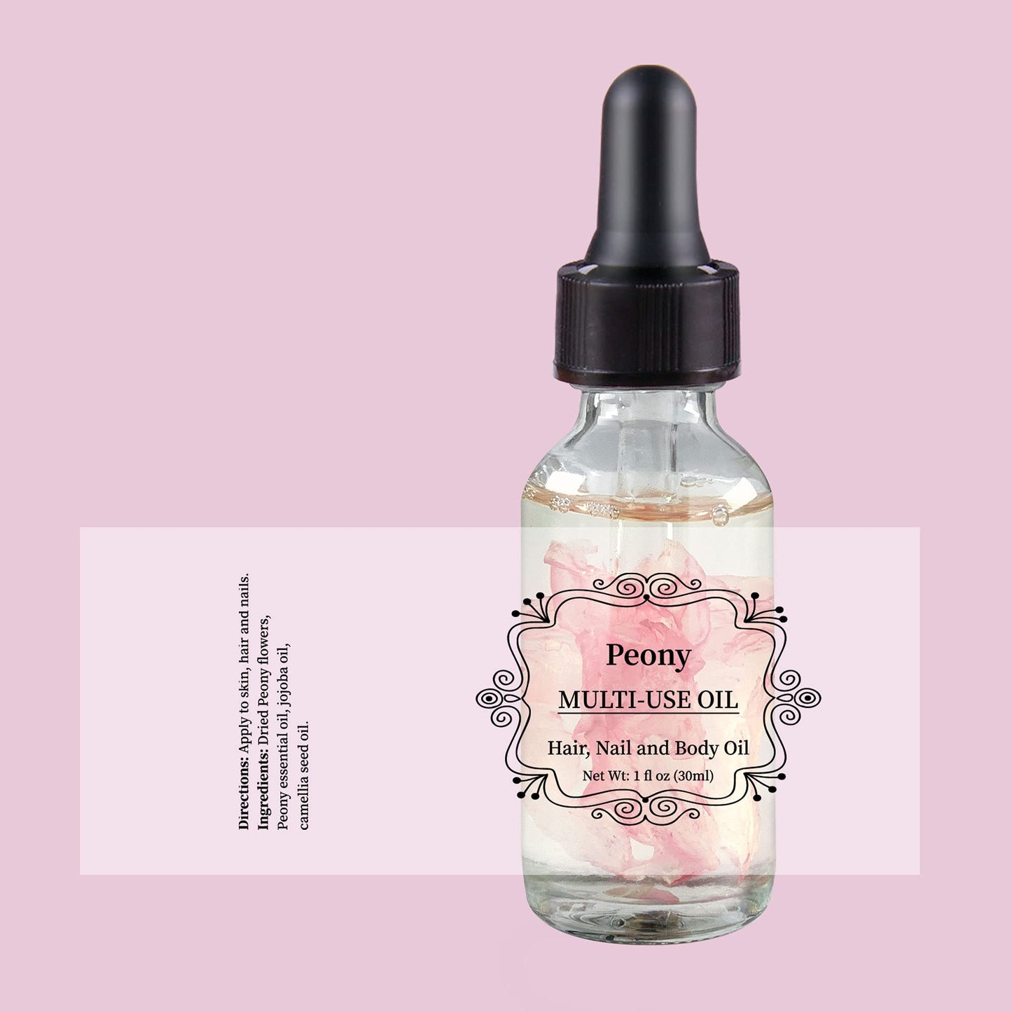 NP NATURES PHILOSOPHY Peony Multi-Use Oil for Face, Body and Hair - Organic Plant Fragrant Essential Oil for Dry Skin, Scalp and Nails - 1 Fl Oz