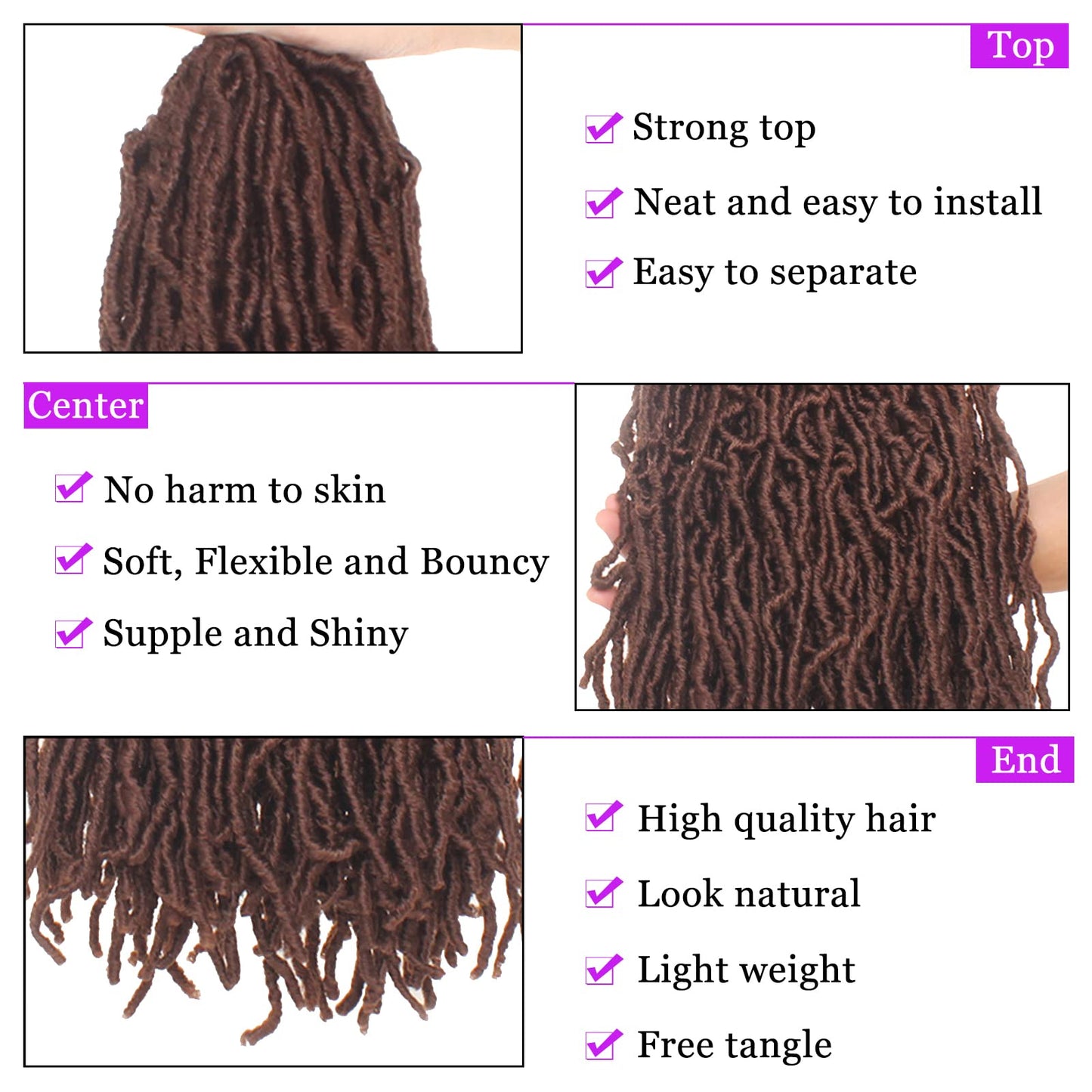 18 Inch 6 Packs New Faux locs Goddess Soft Locs Curly Wavy Crochet Braiding Hair Pre Looped Faux locs Crochet Hair Synthetic Extensions For Women(18 inch, 30#)