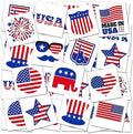 Patriotic Temporary Tattoos for Kids, 144-Pack 1.5" - Non-Toxic