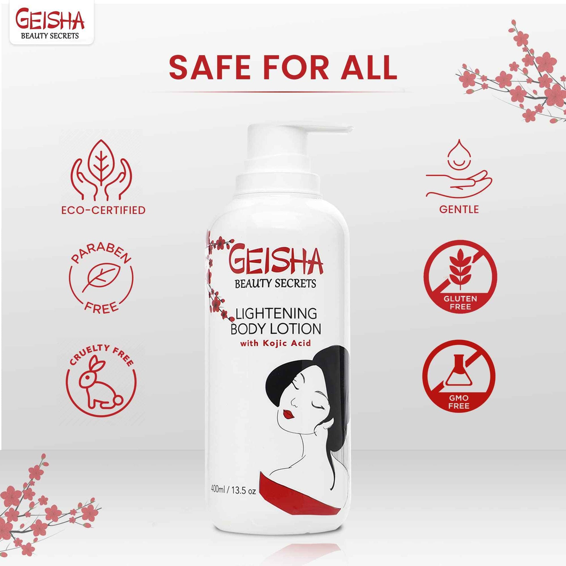 OMIC Geisha Kojic Acid Skin Brightening Body Cream - 13.5 fl oz / 400ml- Dark Spot Cream, Moisturiser, Uneven Skin Tone