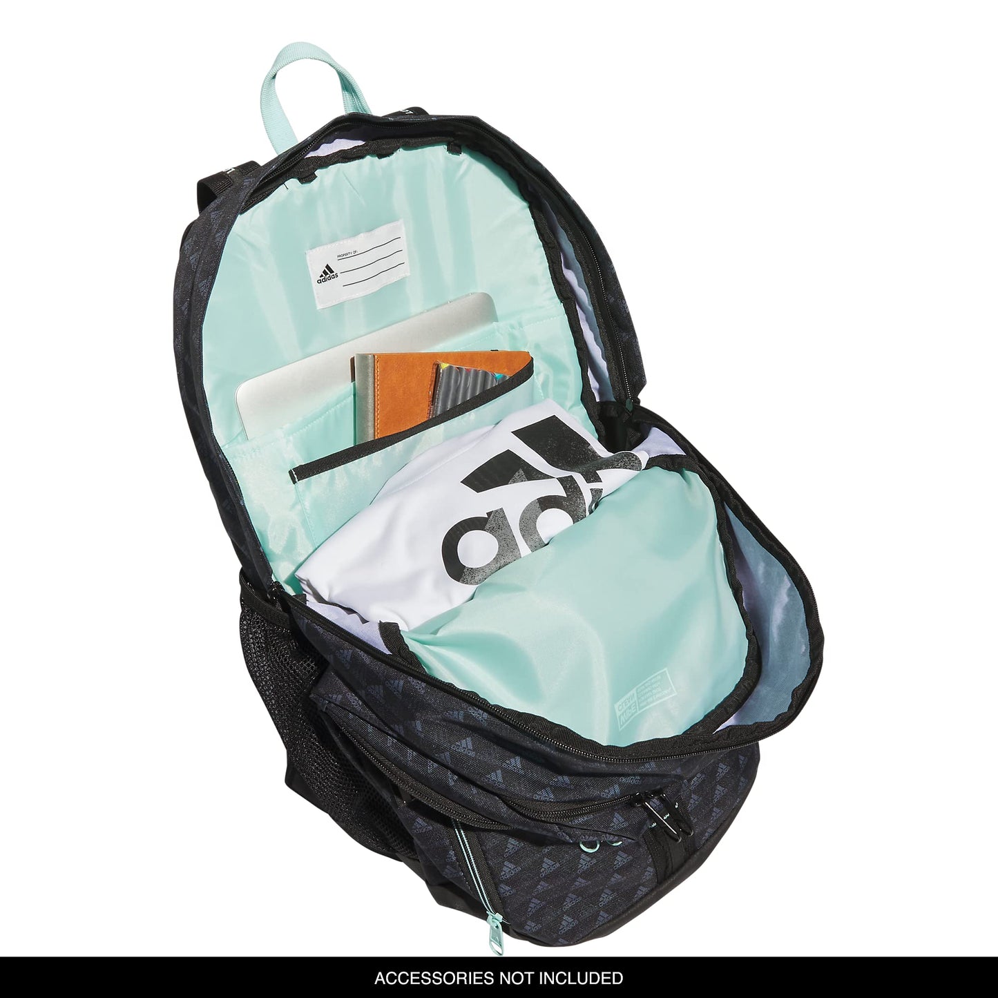 adidas Prime 6 Backpack, BOS Mini Monogram Black/Semi Flash Aqua Blue, One Size