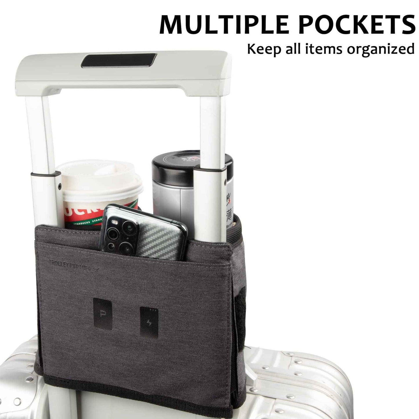 riemot Luggage Travel Cup Holder Free Hand Drink Caddy - Hold Two Coffee Mugs - Fits Roll on Most Suitcase Handles - Gifts for Flight Attendants &Frequent Travelers Accessories Grey