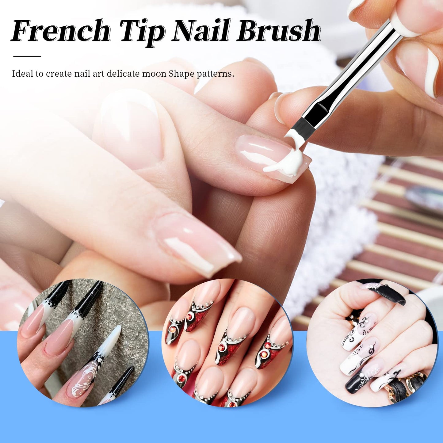 Aeocidy 5pcs Nail Art Brushes Set - Nail Brushes for Nail Art Nail Design Brushes Gel Nail Brush French Tip Nail brush Ombre Nail Brush Builder Gel Brush Manicure Tools for Nails