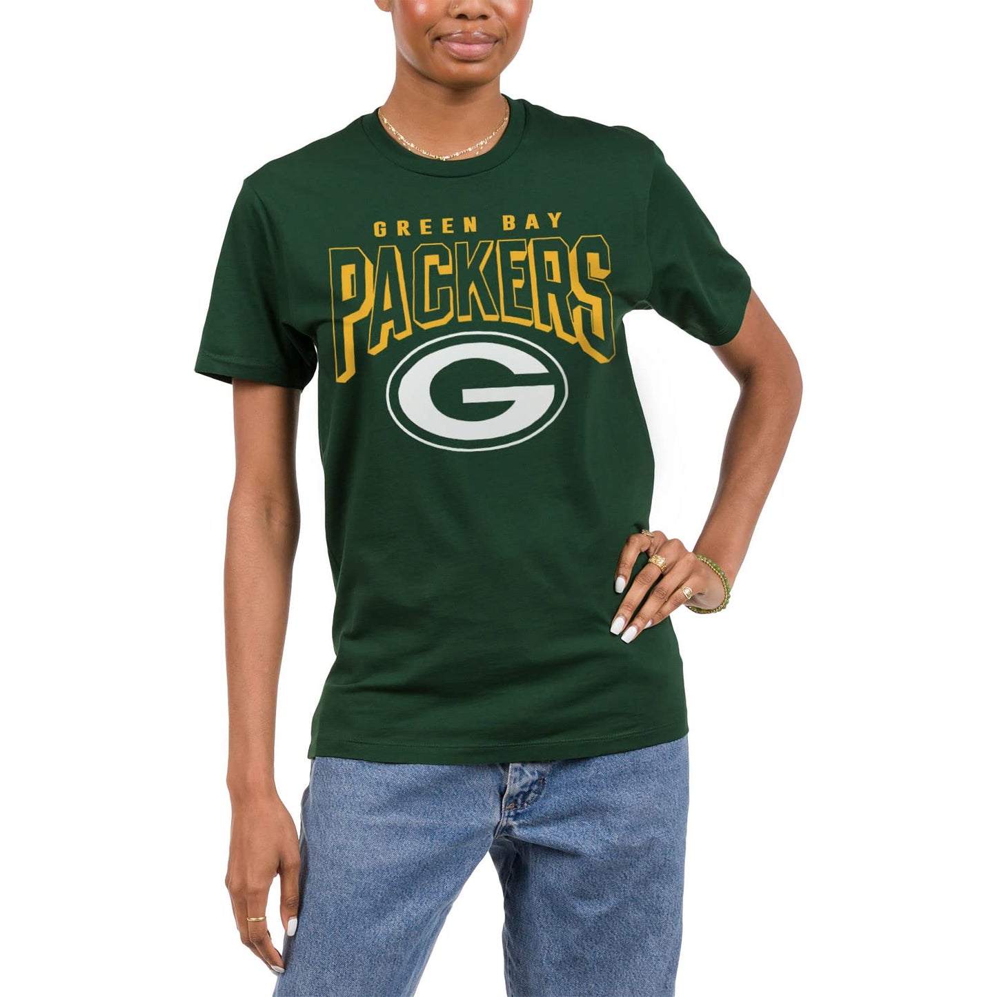 Junk Food Clothing x NFL - Green Bay Packers - Bold Logo - Unisex Adult Short Sleeve Fan T-Shirt for Men and Women - Size Small