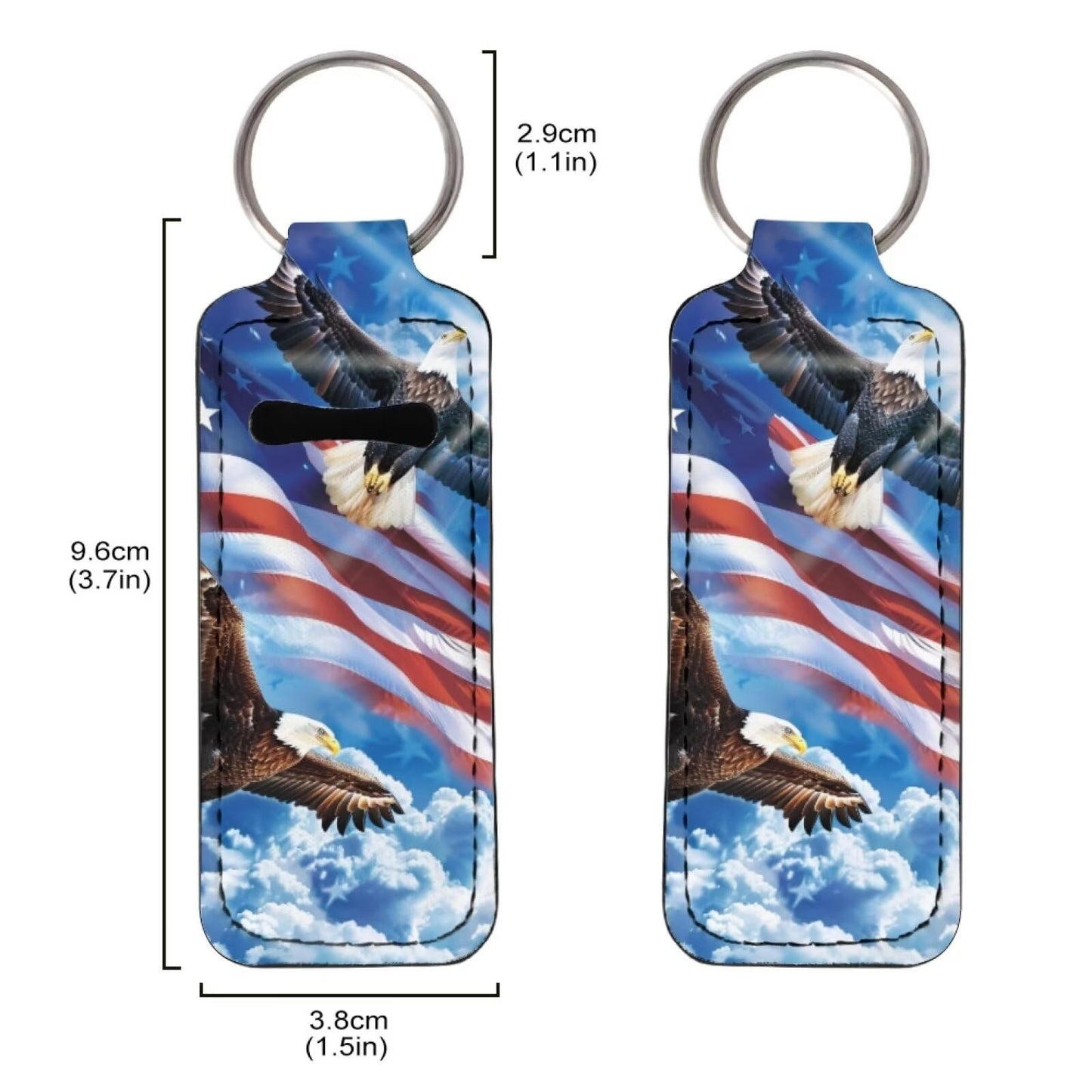 Baxinh Eagle Printed Lip Balm Holder Keychain, American Flag Clip-on Chapstick Holder Keychain for Lip Balm, Lip Gloss, Listick, Lipsstick Holder Keychain, Travel Accessories