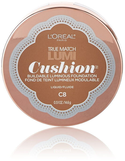 L'Oréal Paris True Match Lumi Cushion Foundation, C8 Cocoa, 0.51 oz.