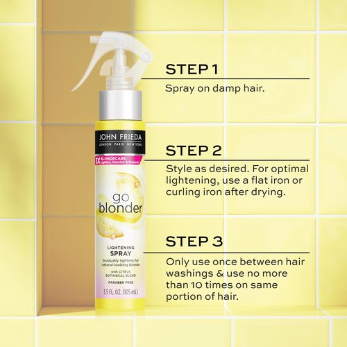 John Frieda Go Blonder Lightening Spray, Controlled Hair Lightener to Gradually Lighten Hair, with Citrus and Chamomile BlondMend Technology, 3.5 Oz