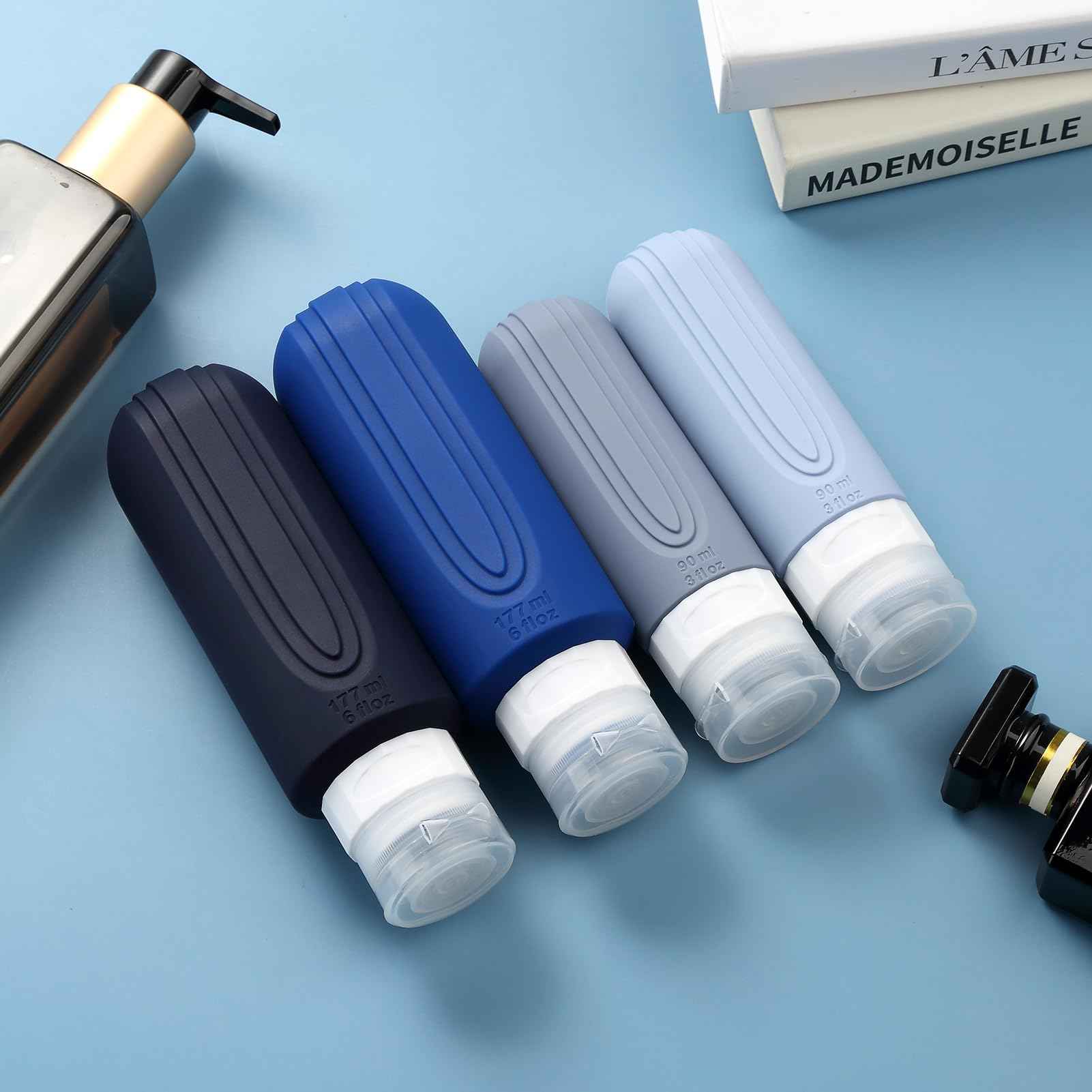 Mrsdry 16 Pack Travel Bottles for Toiletries, Oversize 6oz Silicone Travel Containers, Leak Proof Refillable Liquid Shampoo And Conditioner Travel Essentials