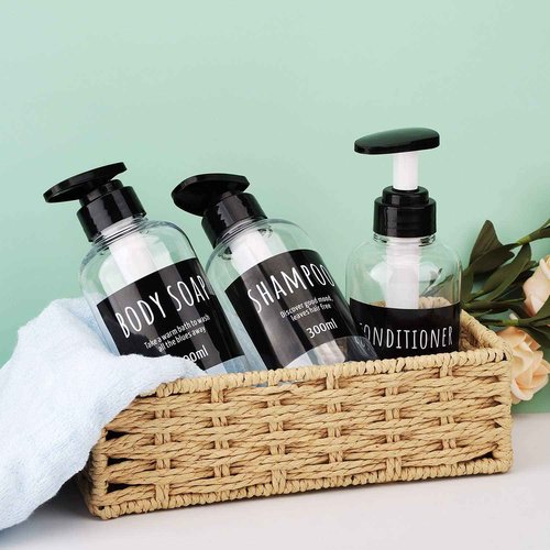 6 Pack Shampoo and Conditioner Bottles, Segbeauty 16.9oz & 10.1oz Refillable Shampoo Bottle for Shower, Shower Bottles Refillable, Large Empty Plastic Bathroom Soap Lotion Shampoo Dispenser Clear