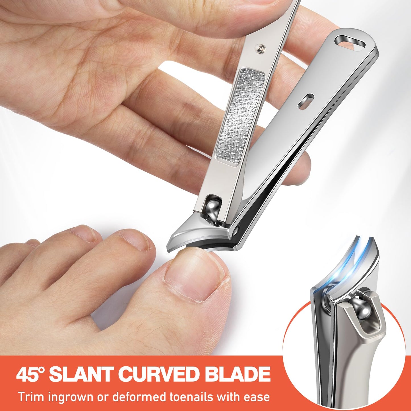 Nail Clippers for Thick Nails & Toenails, Straight Toenail Clippers with Wide Jaws for Seniors, Upgraded Slanted Toe Nail Clippers for Ingrown Toenails, Heavy Duty Large Fingernail Clipper for Men