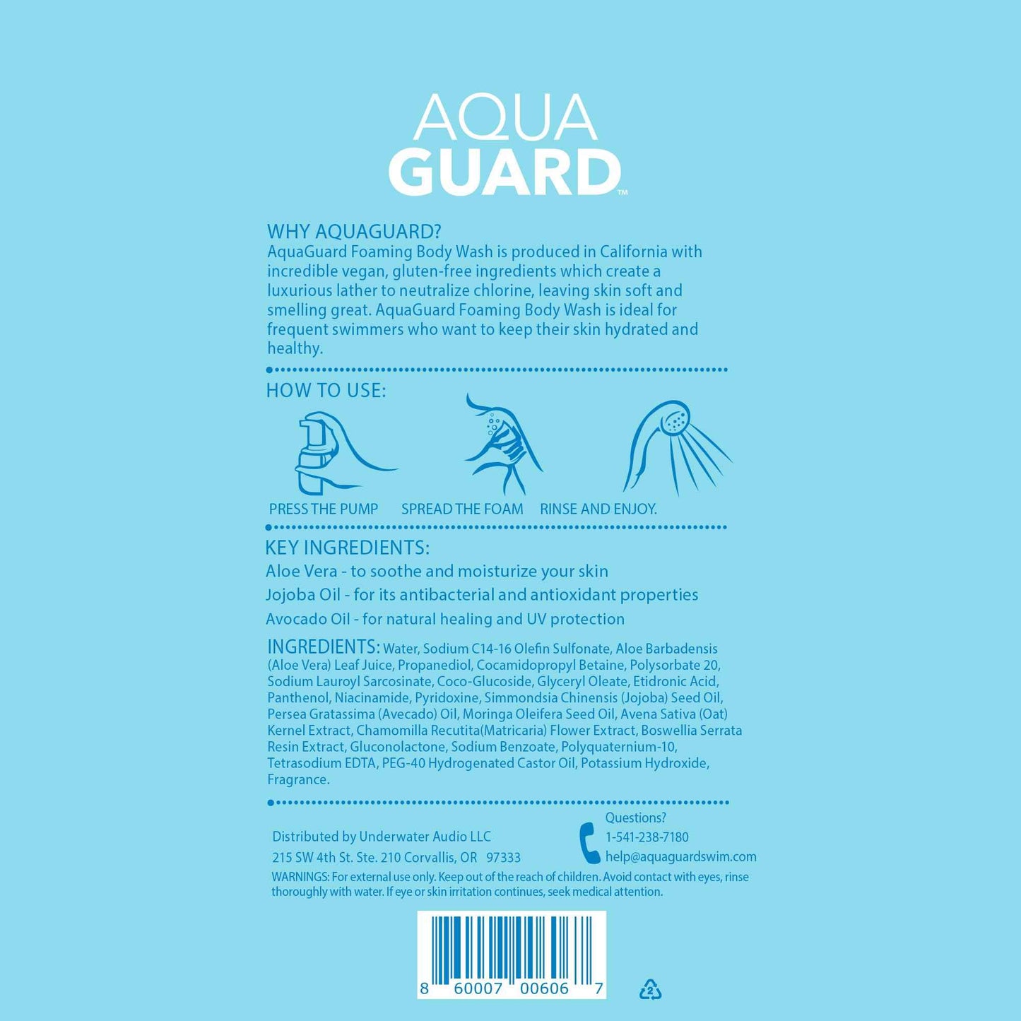 AQUA GUARD After-Swim Foaming Body Wash | Leaves Skin Soft and Smooth + Neutralizes Chlorine Scent and Residue (2-Pack)