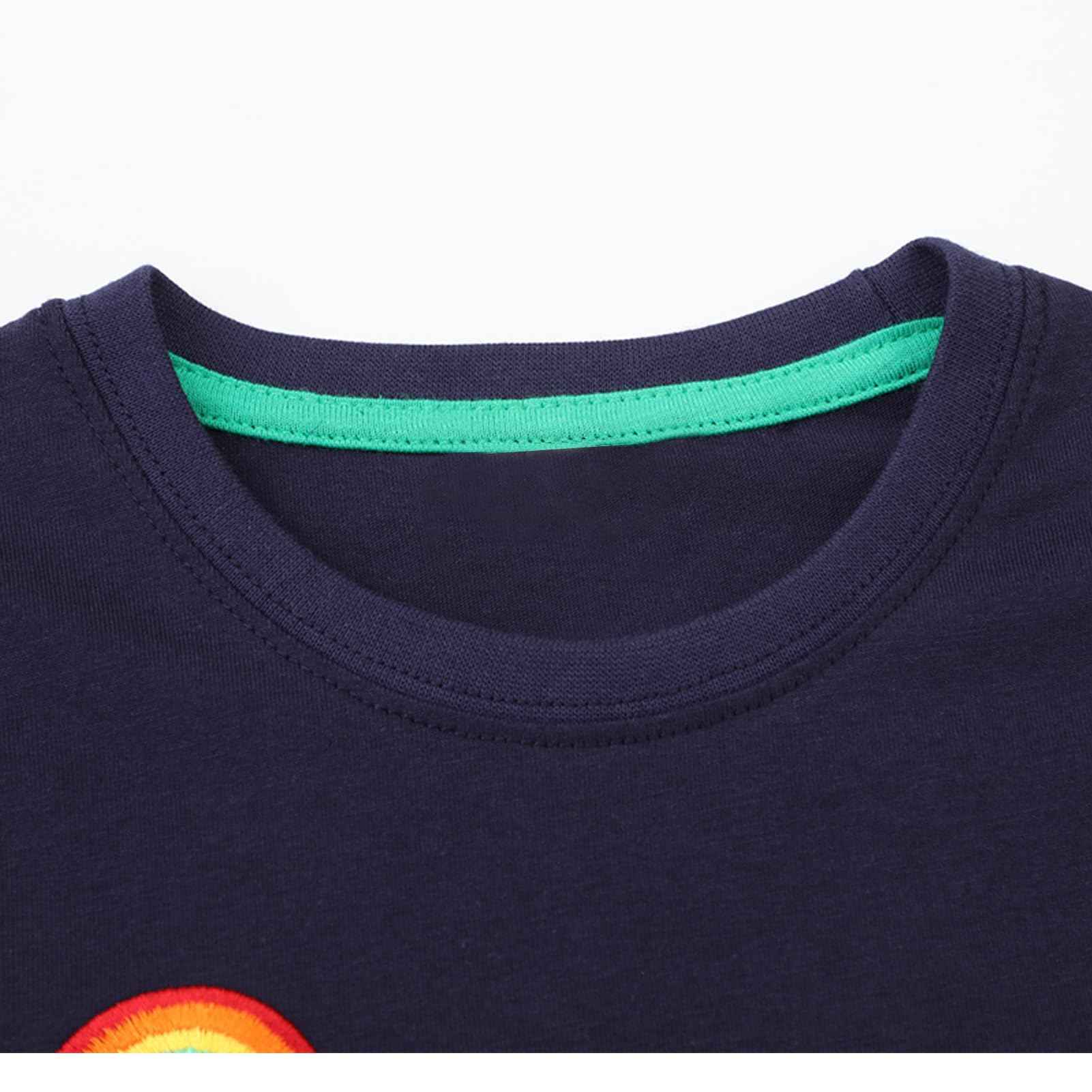 Frogwill Toddler Boys Dark Blue Rainbow Construction Vehicles Layered Tee (4T, Dark Blue)
