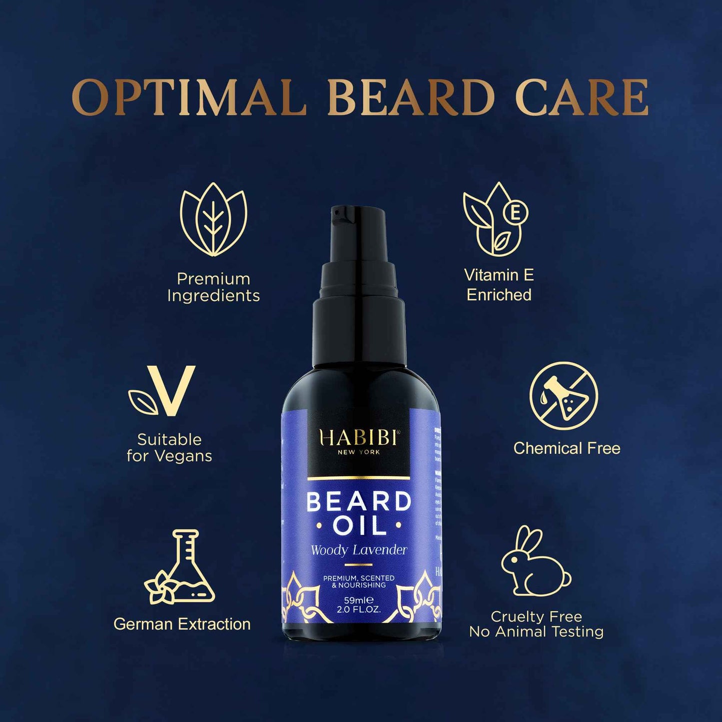 H HABIBI Woody Lavender Beard Oil – 2.0 Fl. Oz Naturally Derived Beard Growth Oil for Men, Beard Care Essential – Hydrates, Nourishes & Promotes Healthy Growth, Made in USA