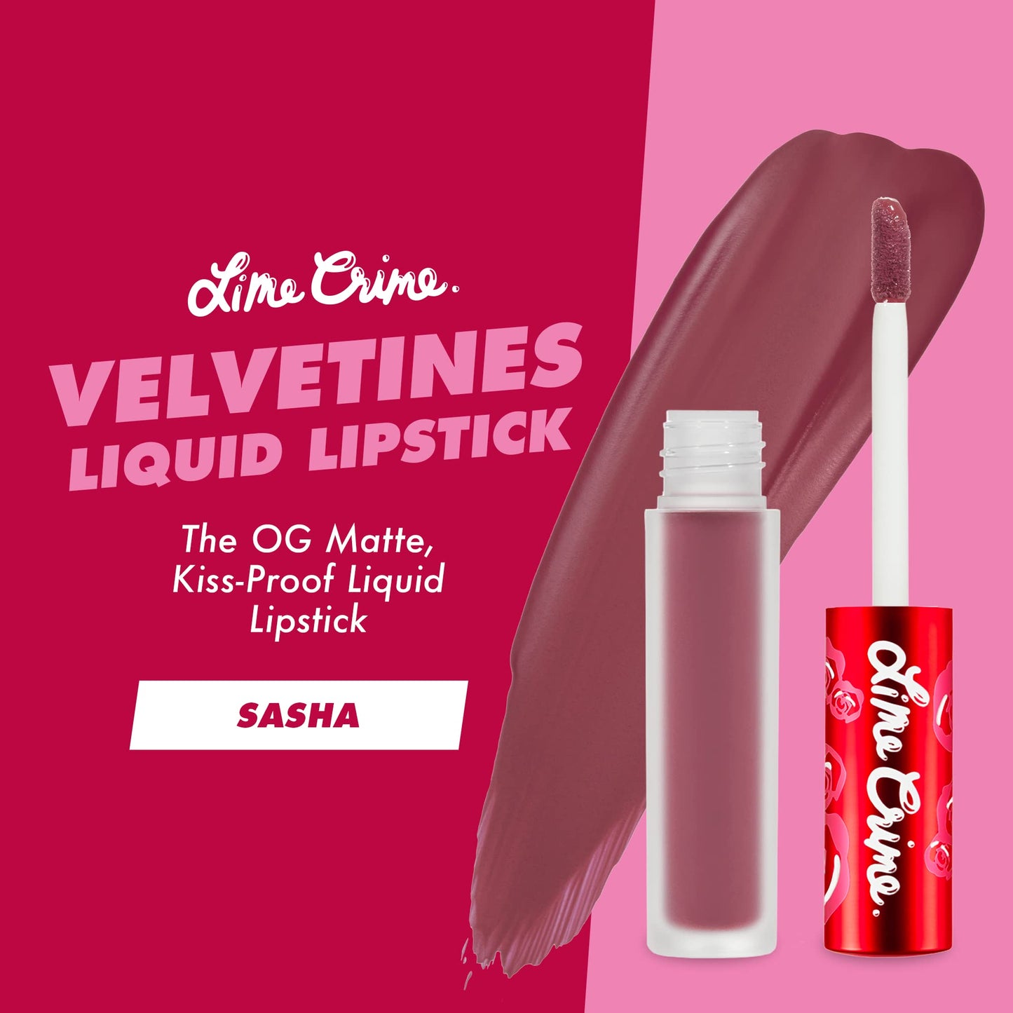 Lime Crime Velvetines Liquid Matte Lipstick, Sasha (Toasted Rose) - Bold, Long Lasting Shades & Lip Lining - Stellar Color & High Comfort for All-Day Wear - Talc-Free & Paraben-Free