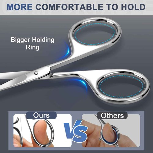 ESVIENS 2Pack Small Eyebrow Scissors, Stainless Steel Nose Hair Trimming Scissors with Rounded Tips, Precision Grooming for Beard/Mustache/Facial Hair, Travel Friendly & Safe for Men Women