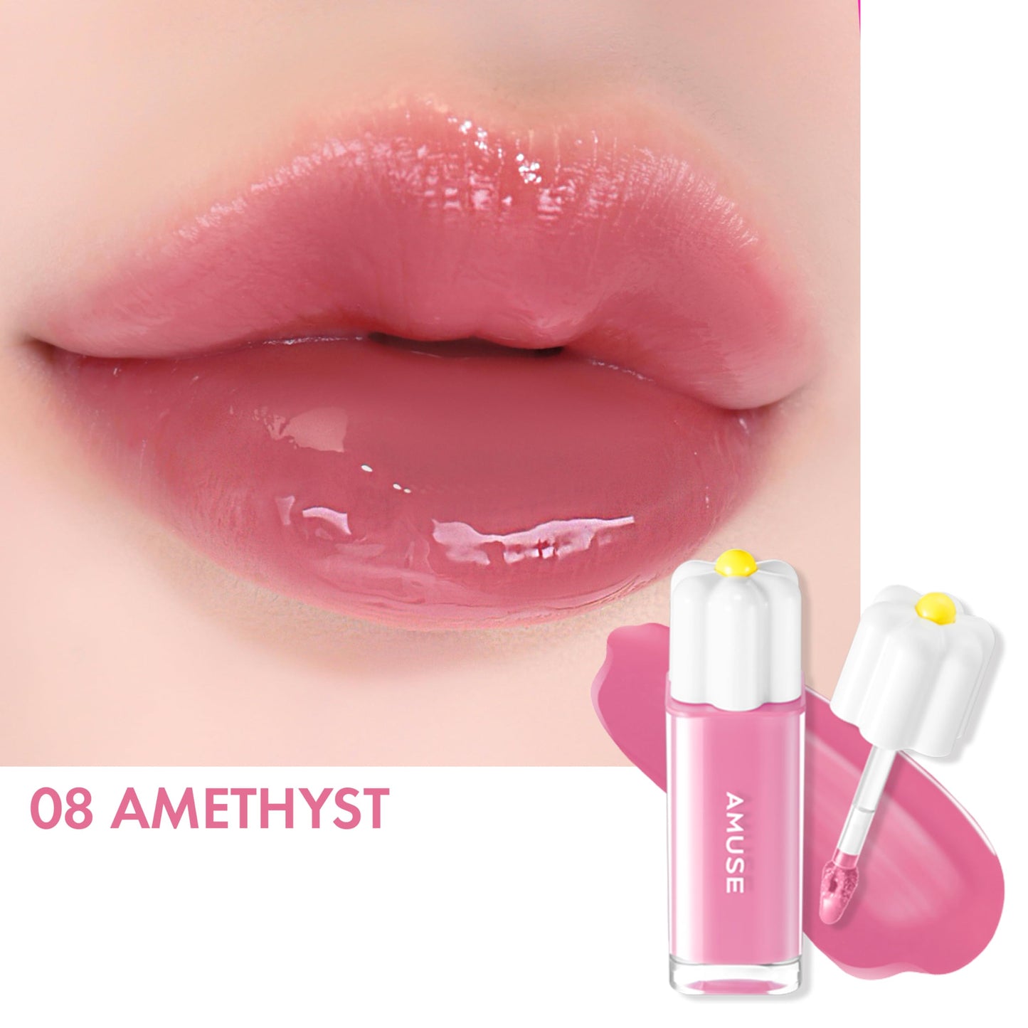 Amuse SEOUL Daisy Flower Dew Tint 08 AMETHYST | 35% High-moisture Water Tint, Long-lasting, Vitamin E Acetate, Moisturizing, No Peel Off, Lip Treatment, Non Sticky, Korean Lip Tint for Dry Lips