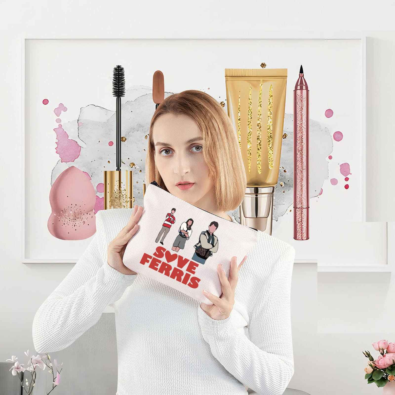 LEVLO Ferris Movie Cosmetic Make Up Bag Ferris & Xenon Movie Fans Gift Save Ferris Makeup Zipper Pouch Bag(Save Ferris)