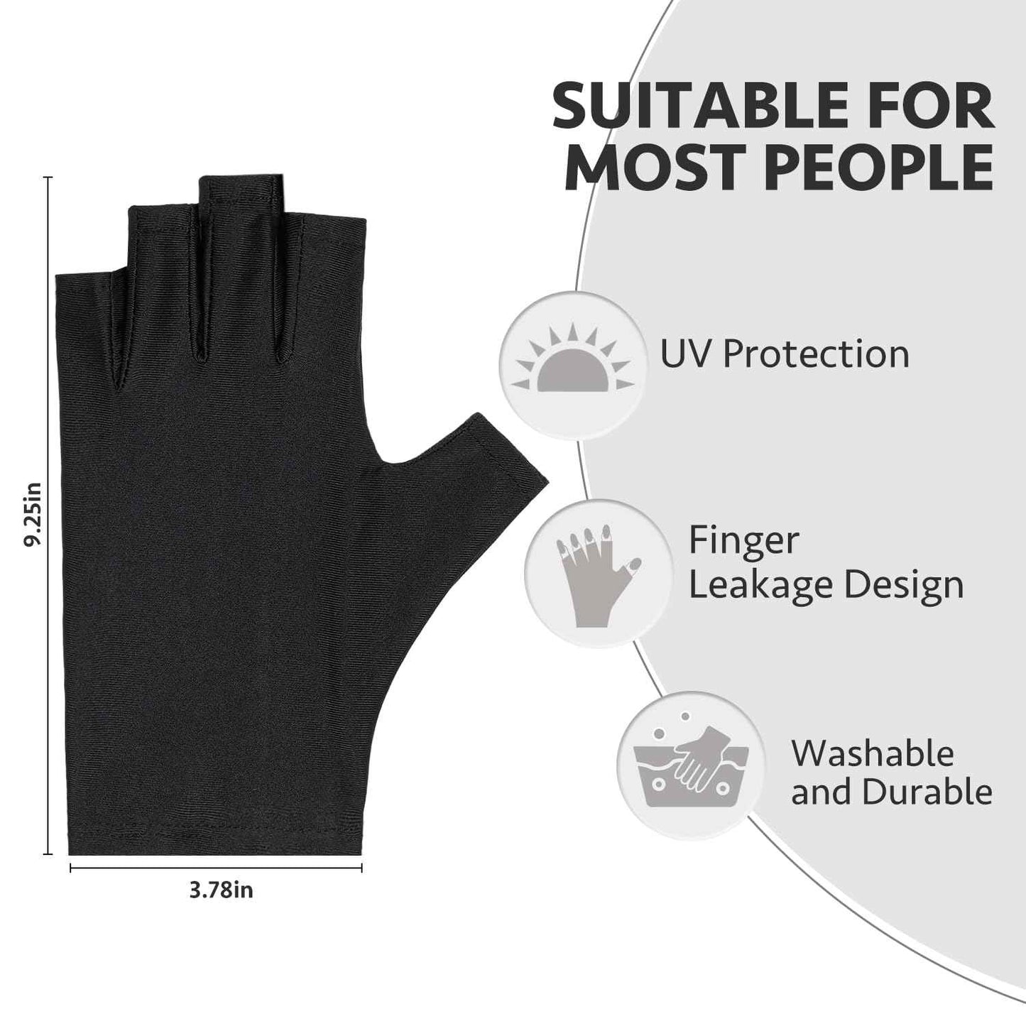 GAOY Anti UV Gloves for Gel Nail Lamp, Professional Fingerless UPF50+ UV Light Protection Gloves for Home DIY & Salon Use Nail Art Accessories