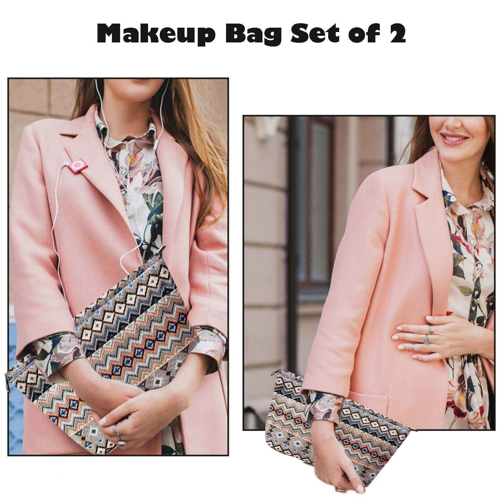 LPMEGQFU 2Pcs Makeup Pouch Travel Makeup Bag Cosmetic Pouch Cosmetic Bags for Women Large Capacity Travel Toiletry Bag for Women Gifts for Friend Best