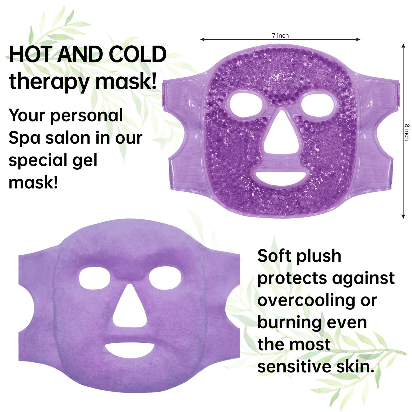 Ice Pack Face Eye Mask for Dark Circles and Puffiness,Gel Cold Cooling Face Mask for Migraines, Headache, Stress and Relaxation (Purple)