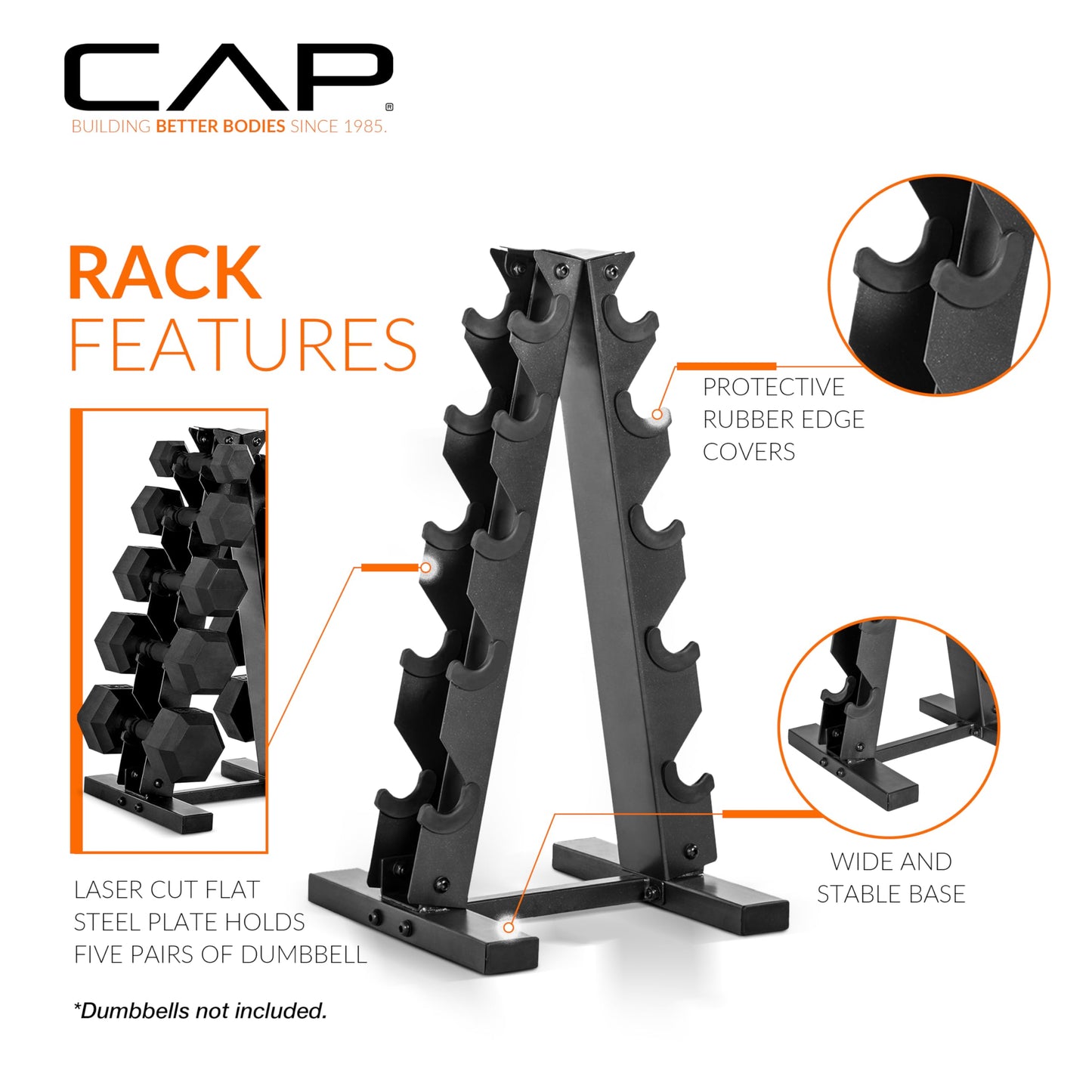 CAP Barbell A-Frame Dumbbell Weight Rack, Orange