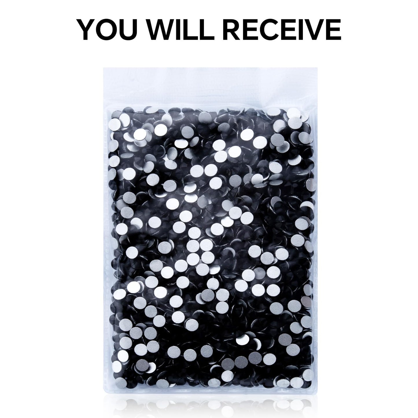 1440Pcs Black Crystal Rhinestones,Glass Flatback Rhinestones Gemstones for Nail Face Makeup Art Crafts Clothes Decoration - (SS16,4.0mm,Black)