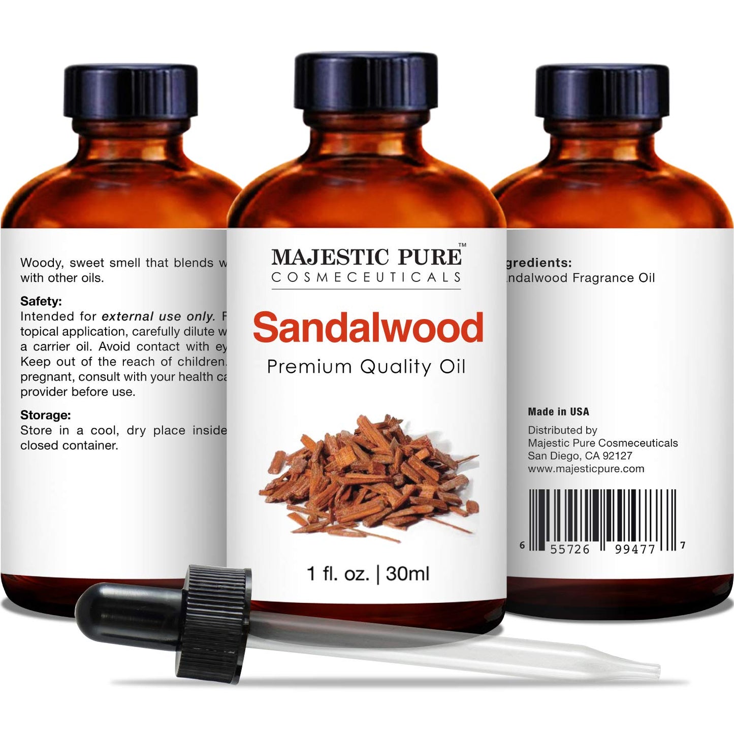 MAJESTIC PURE Sandalwood Essential Oil | 100% Pure and Natural Sandalwood Oil | Premium Grade Essential Oils for Hair Care, Home Diffusers, Skin, Aromatherapy, Massage and Humidifiers | 1 Fl Oz