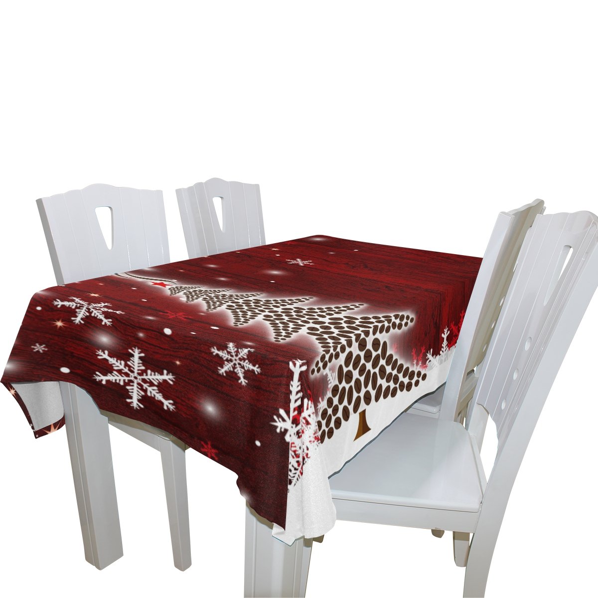 Naanle Christmas Holiday Rectangle Tablecloth 60"(W) x 108"(L), Christmas Tree with Winter Snowflake Modern Table Linen Cloth Cover for Kitchen Dining Room Party Home Decoration