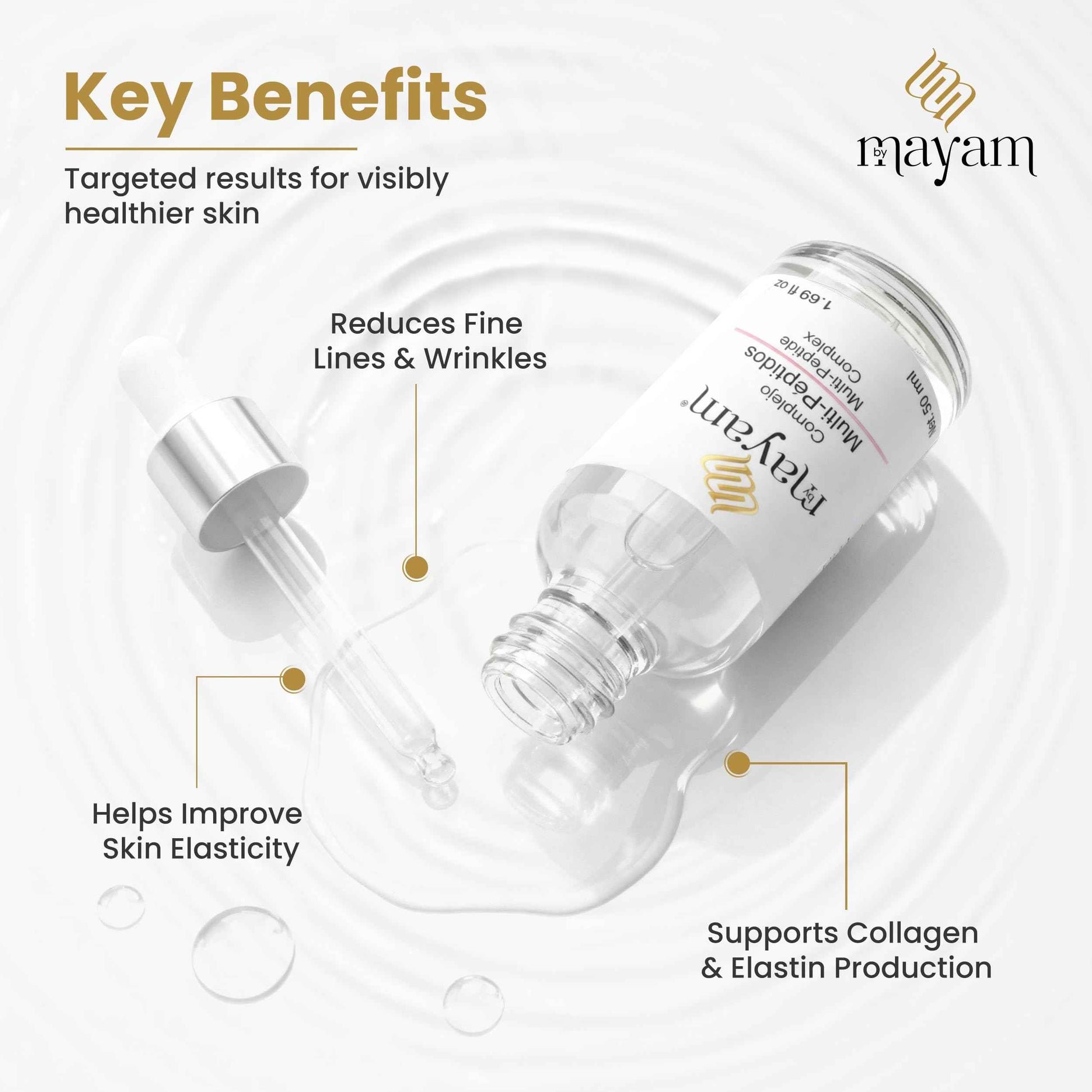 Mayam Beauty Multi-Peptide Complex Serum for Face – Anti-Aging, Wrinkle Smoothing & Skin Firming, 50ml