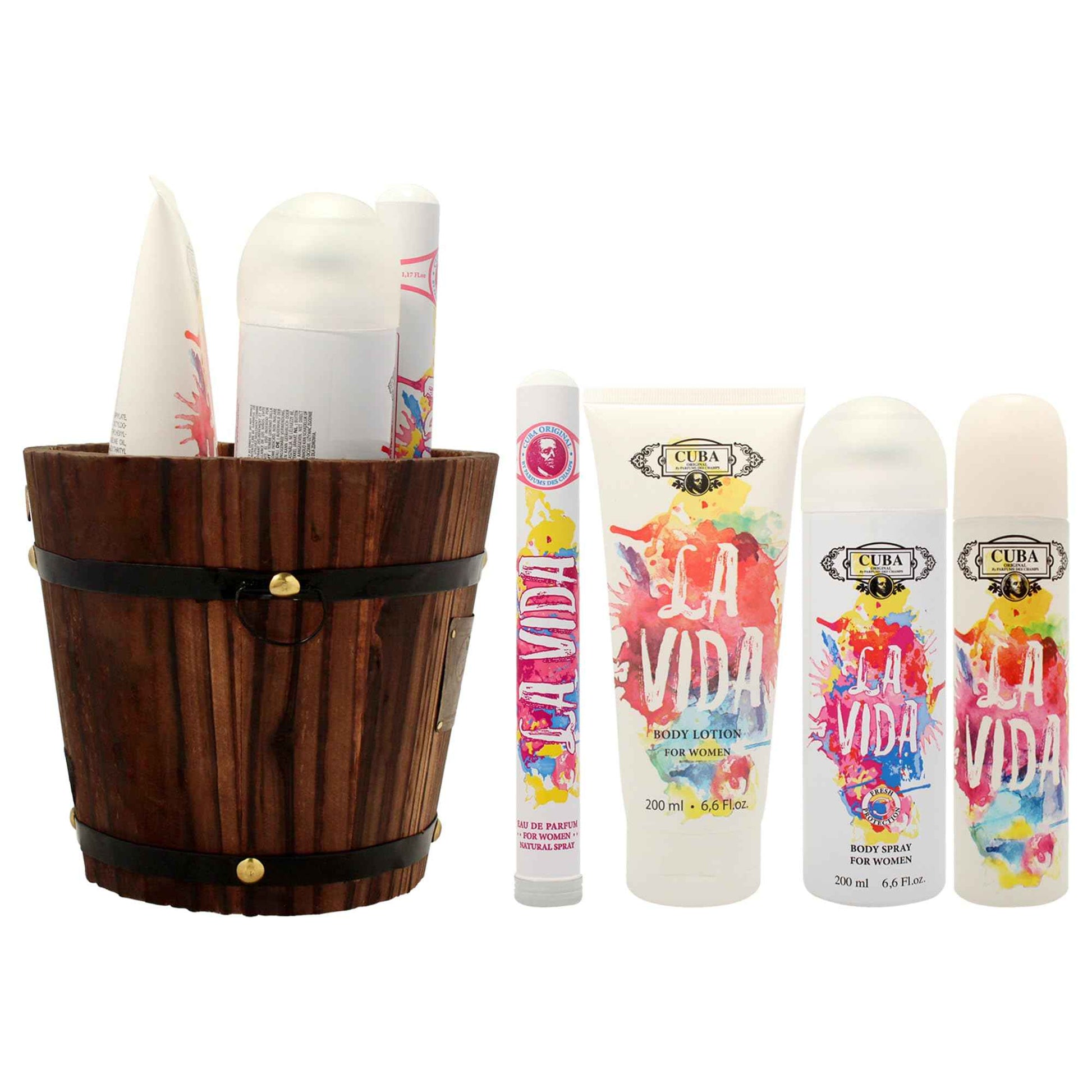 Cuba La Vida for Women - 4 Pc Gift Set 3.3oz EDP Spray, 1.17oz EDP Spray, 6.6oz Body Spray, 6.6oz Body Lotion