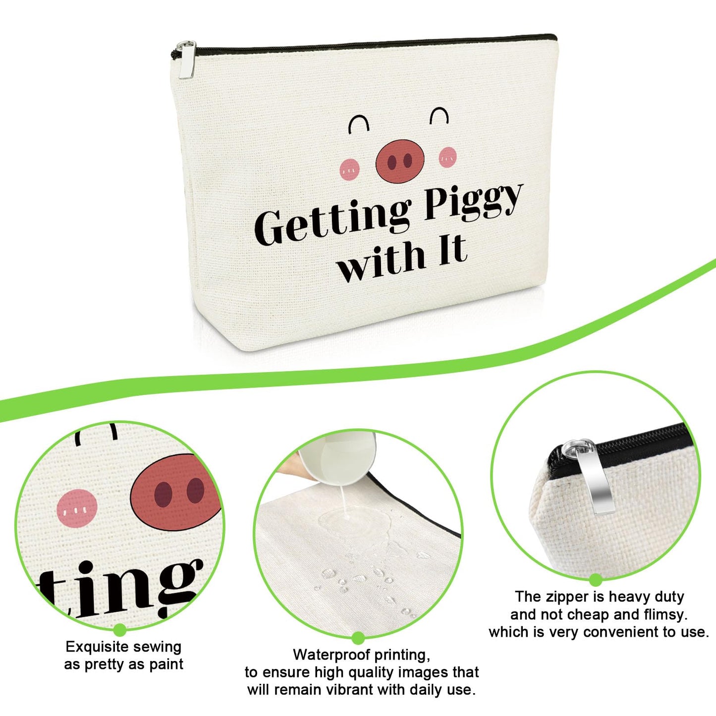 Pig Lover Gifts Pig Gifts Makeup Bag Piggy Gifts for Girls Funny Gifts for Animal Lovers Cosmetic Bag Pig Themed Gifts Christmas Birthday Gift for Daughter Pig Novelty Gifts Travel Cosmetic Pouch