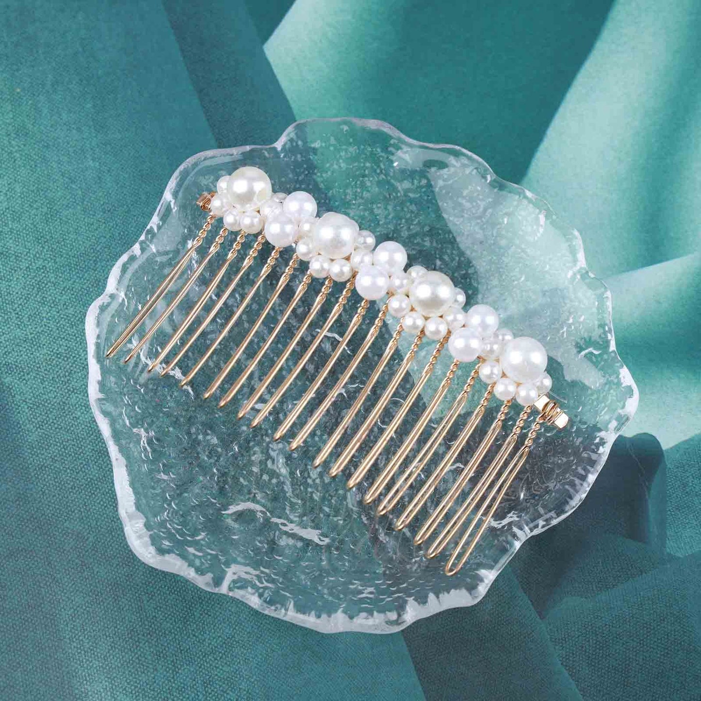 Allereyae Pearl Hair Comb Barrette Pearl Hair Barrette Comb Faux Pearl Wedding Headpieces French Pearl Head Comb Clip Decorative Headwear Bride Hair Accessories for Women (Style D)