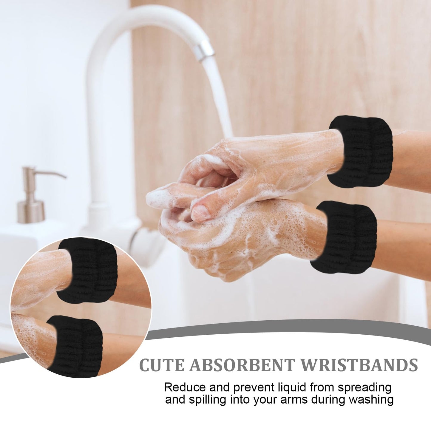 ACO-UINT 6Pcs Spa Wrist and Headbands Set - Terry Cloth Sponge Towel Bands for Face Washing, Makeup Removal, and Hair Styling