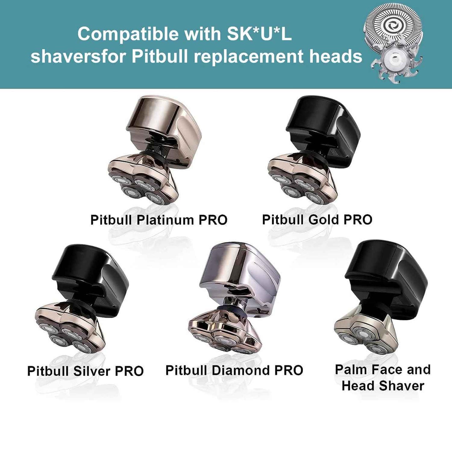 Shaver Replacement Blades compatible with Skul Shaver Pitbull Gold PRO Shaver Replacement Blade,Shaver Replacement Heads for Pitbull Platinum Pro Shaver (3Set(12blades))