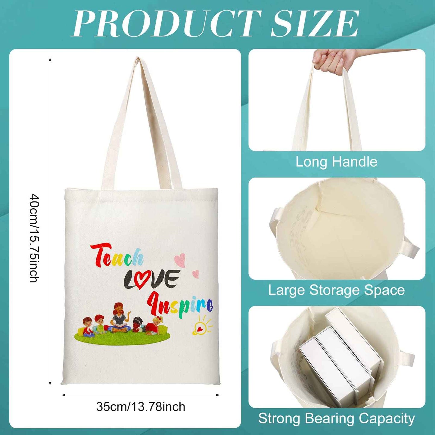 Hillban 4 Pcs Teacher Appreciation Gift for Women 12 oz Teacher Tumbler Tote Bag Makeup Cosmetic Bag Keychain Thank You Gift Set for Christmas Birthday(Classic Style)