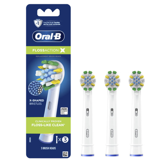 Oral-B FlossAction Electric Toothbrush Replacement Brush Heads Refill, 3ct, Black