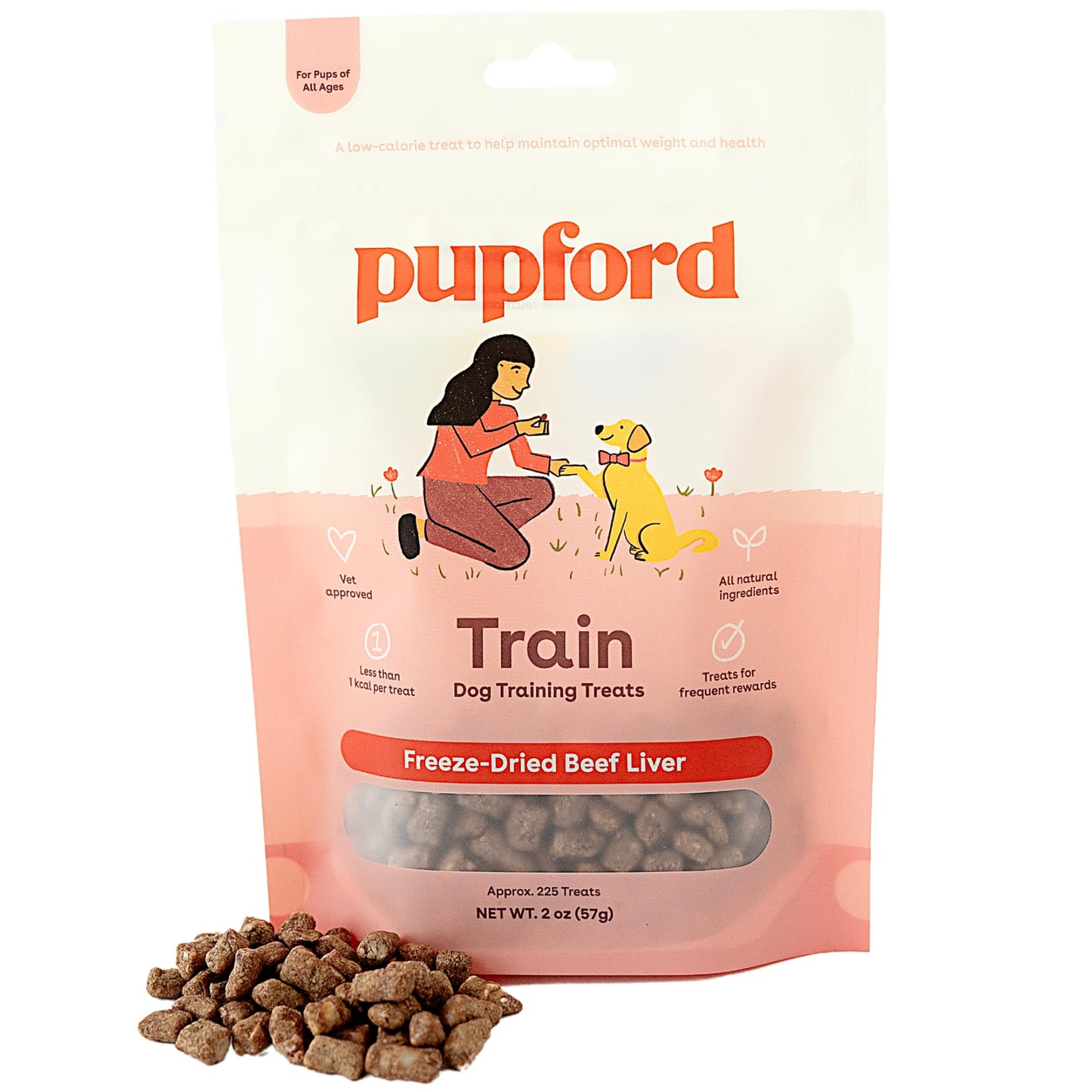 Pupford Freeze Dried Training Treats for Dogs & Puppies, 225+ Three Ingredient Bites (Beef Liver, 2 oz)