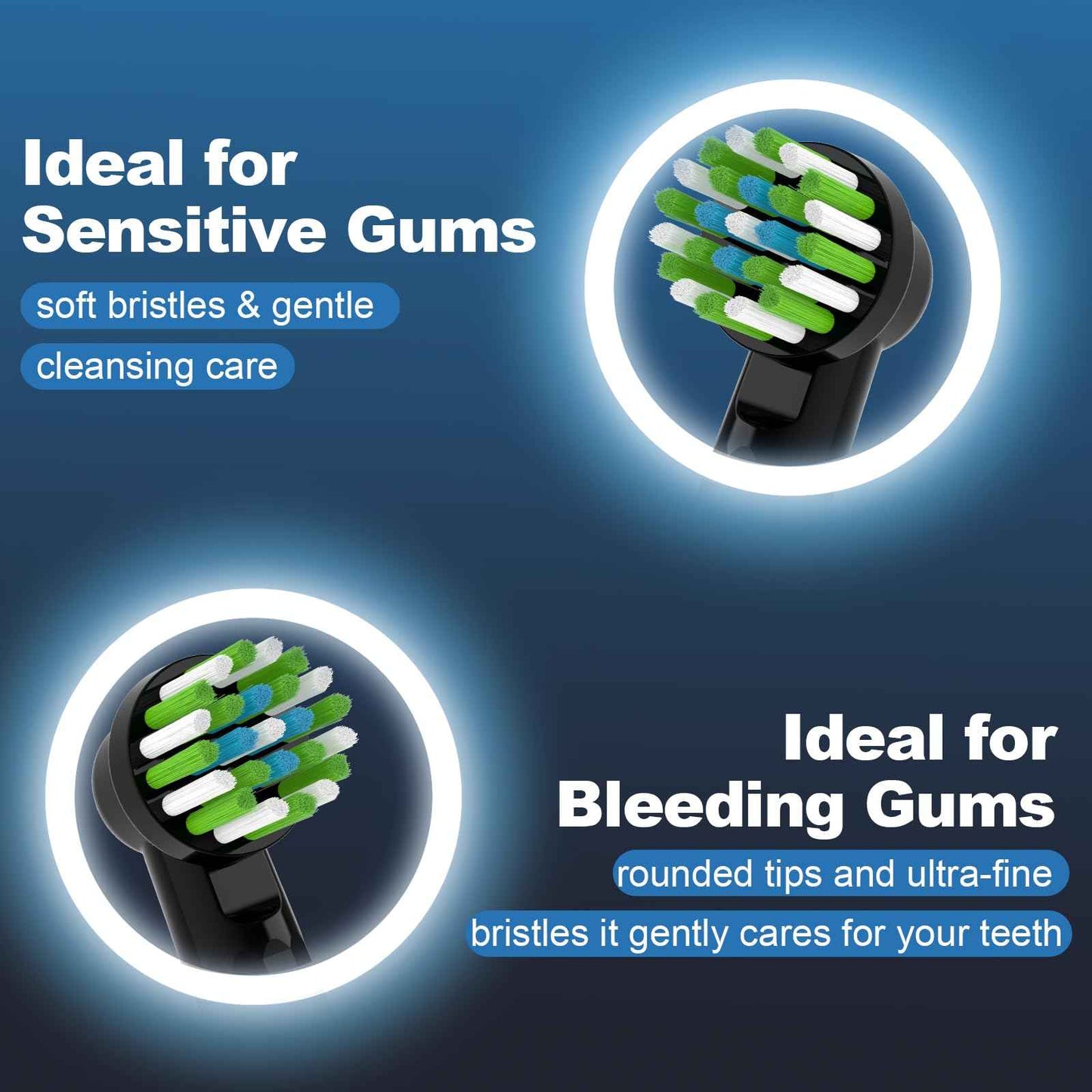 Scotzel Replacement Heads Compatible with Oral B Pro 1000, Genius X, Smart 1500 Series Electric Toothbrush, 8 Pcs Brush Heads Compatible with Oral B (Black/White)