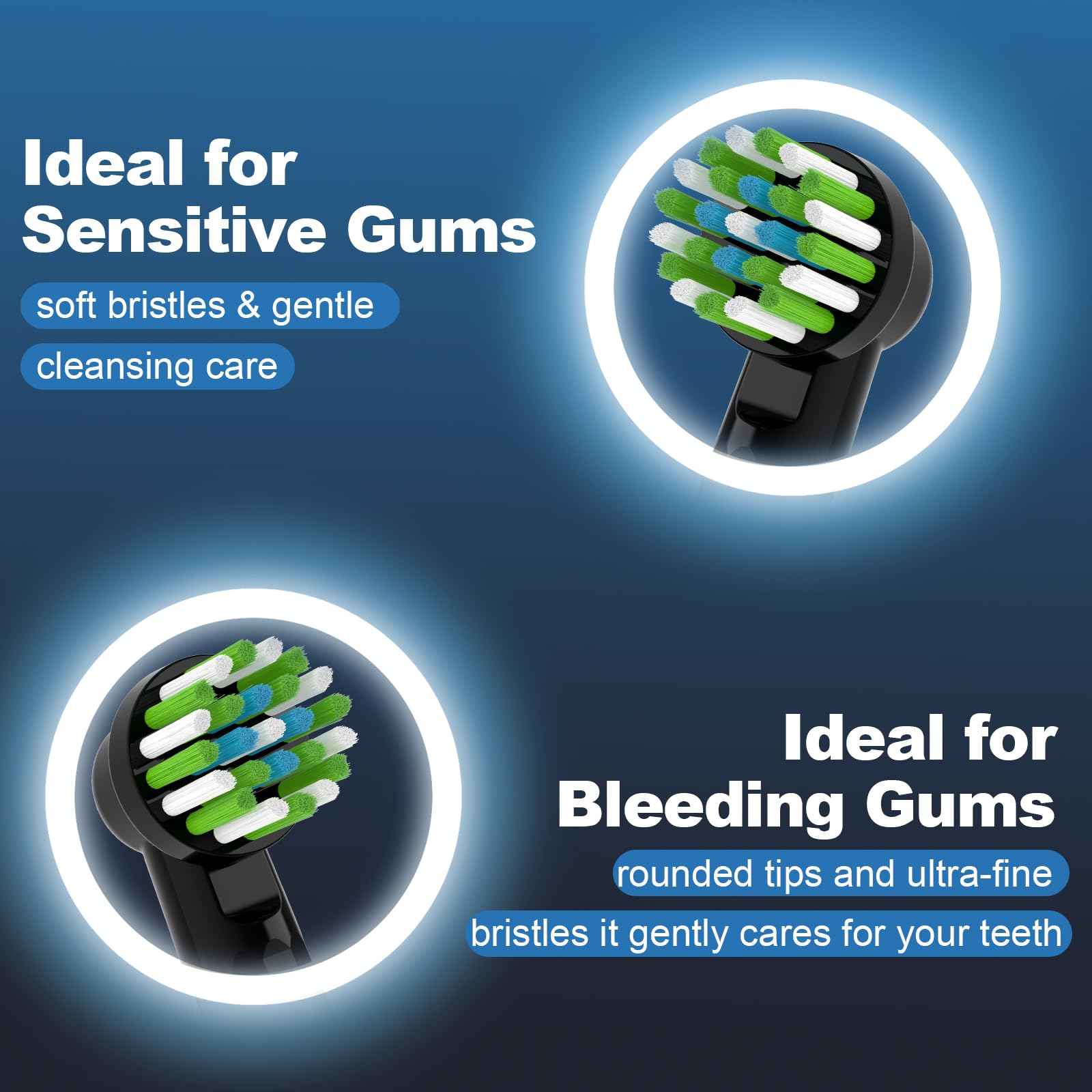 Scotzel Replacement Heads Compatible with Oral B Pro 1000, Genius X, Smart 1500 Series Electric Toothbrush, 8 Pcs Brush Heads Compatible with Oral B (Black/White)