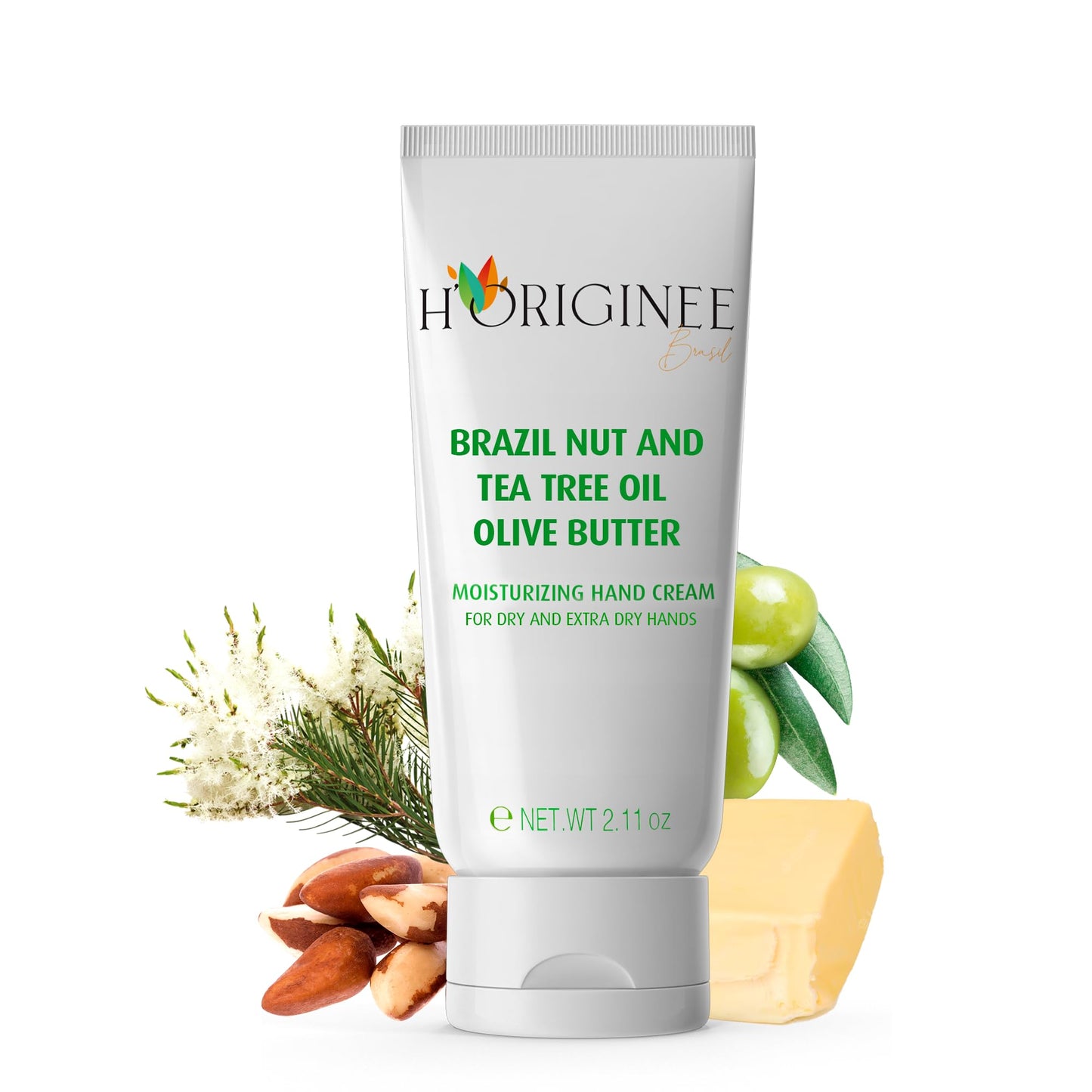 H’ORIGINÉE - Brazilian Nut Hand Cream - Feel The Amazon Power on Your Hands, Melaleuca & Olive Butter - Omega 3 & 6 - Hydrating & Moisturizing Hand Cream - Vegan & Natural Formula - 2.11 oz