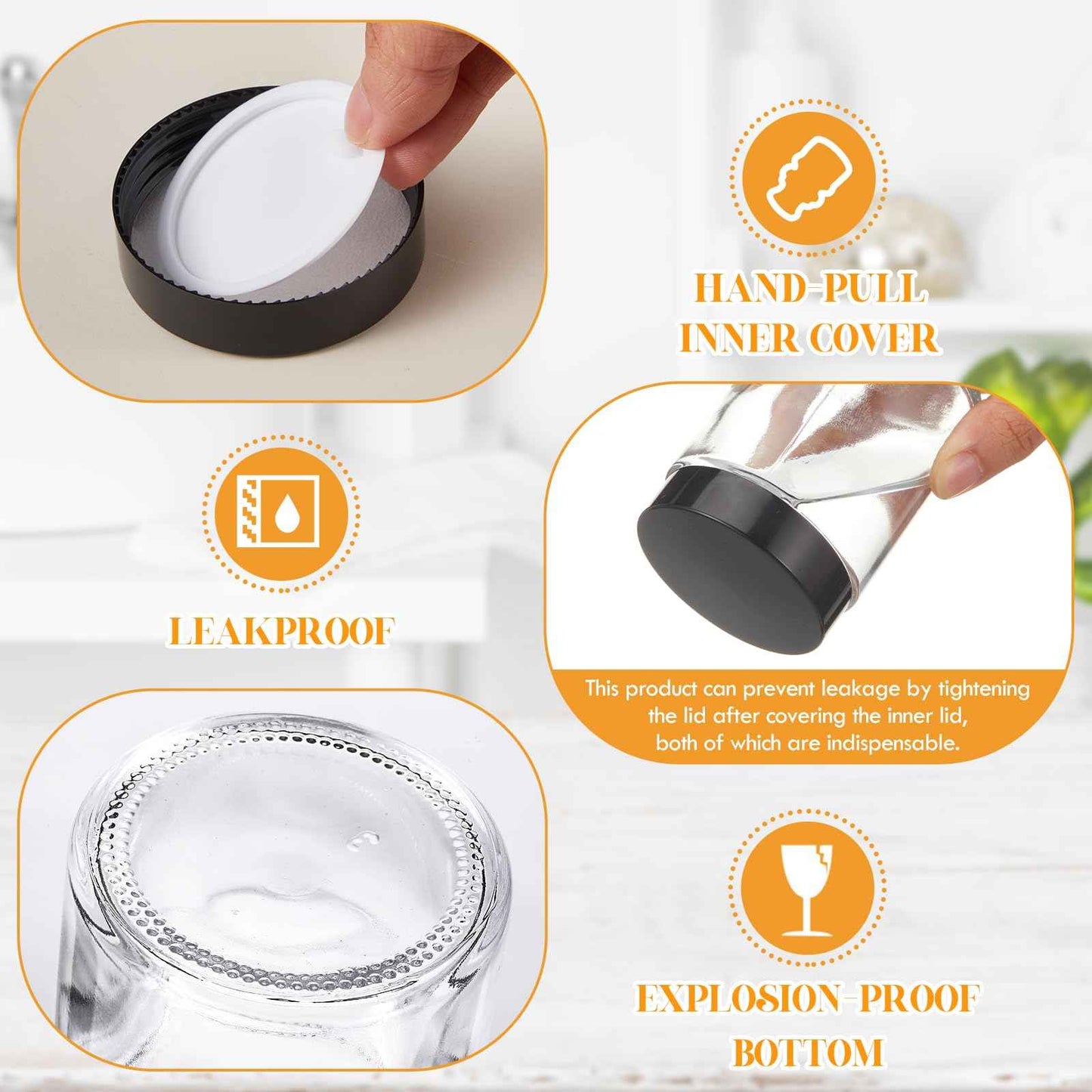 Domensi 24 Pcs 6oz Glass Jars with Lids Leakproof Round Airtight Empty Cosmetic Jars with Inner Liners Lid for Storing Lotions Spices Ointments Candle Making Food Storage (White Black)